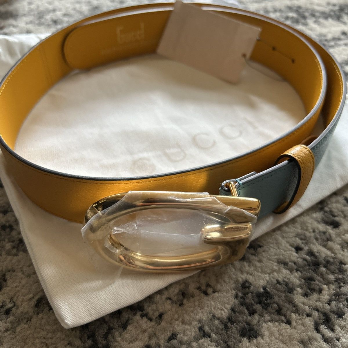 Gucci Gucci Belt 709954 G Memorable BUCKLE Two Tone Leather Belt Size 38 - 2 Thumbnail