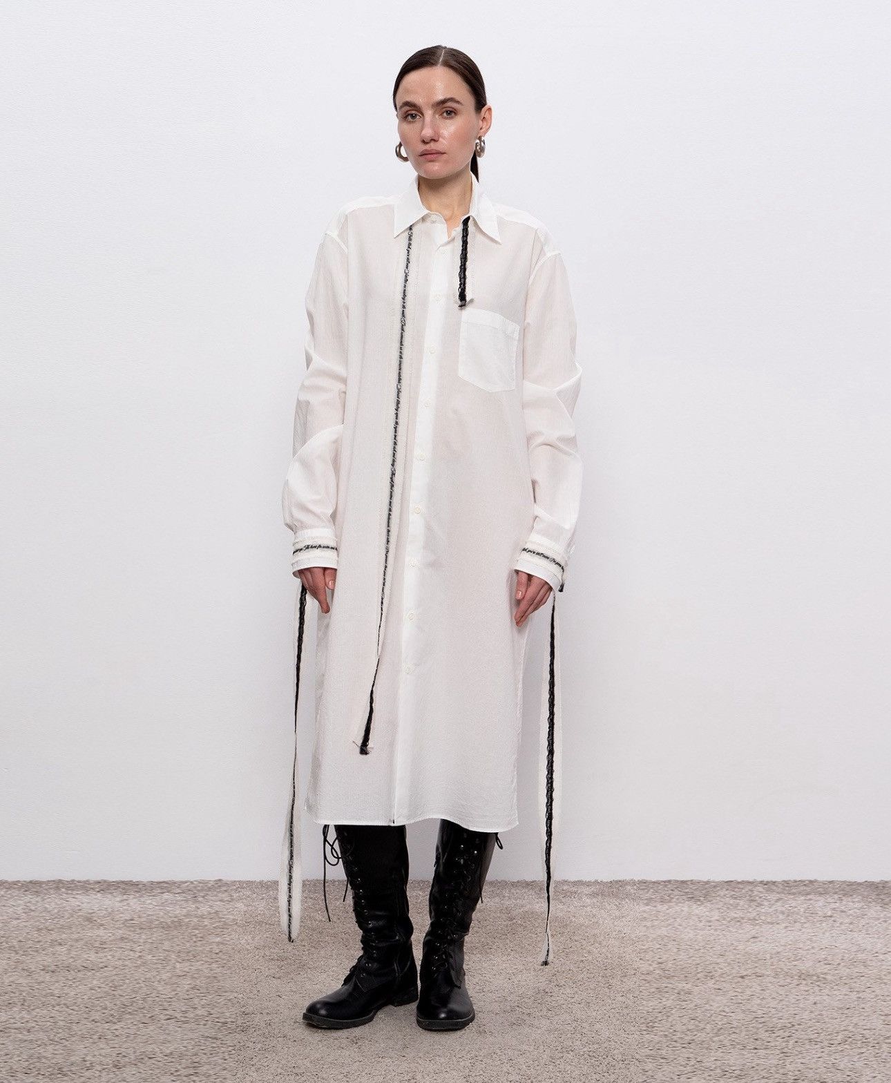 Ann Demeulemeester Last Ann Demeulemeester White Long Gabi Cotton Button Up Size XS / US 0-2 / IT 36-38 - 3 Thumbnail