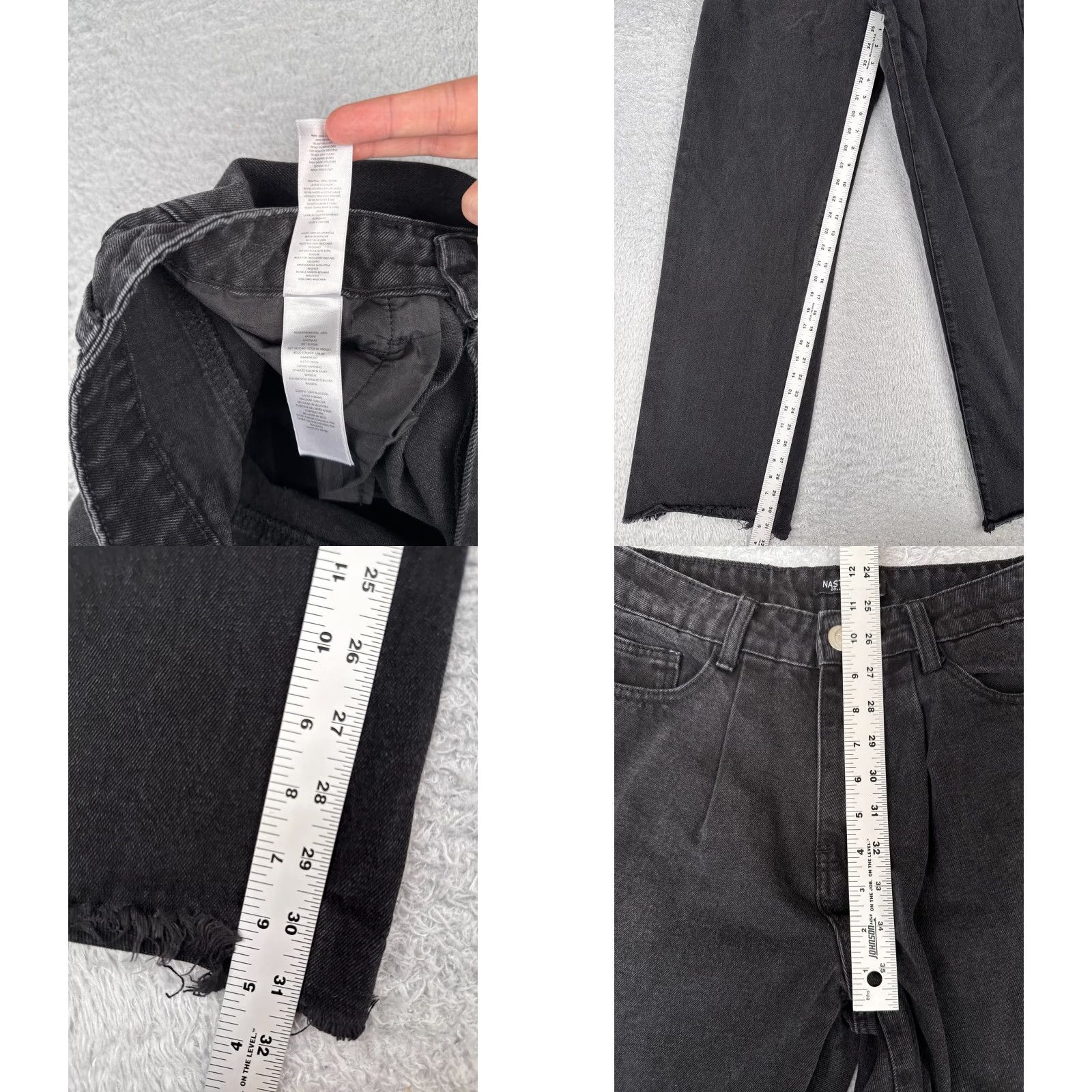 Nasty Gal Nasty Gal Jeans Women 6 Black Denim Wide-Leg High Rise Cotton Raw Hem 28x31 Womens Size 28" / US 6 / IT 42 - 8 Thumbnail