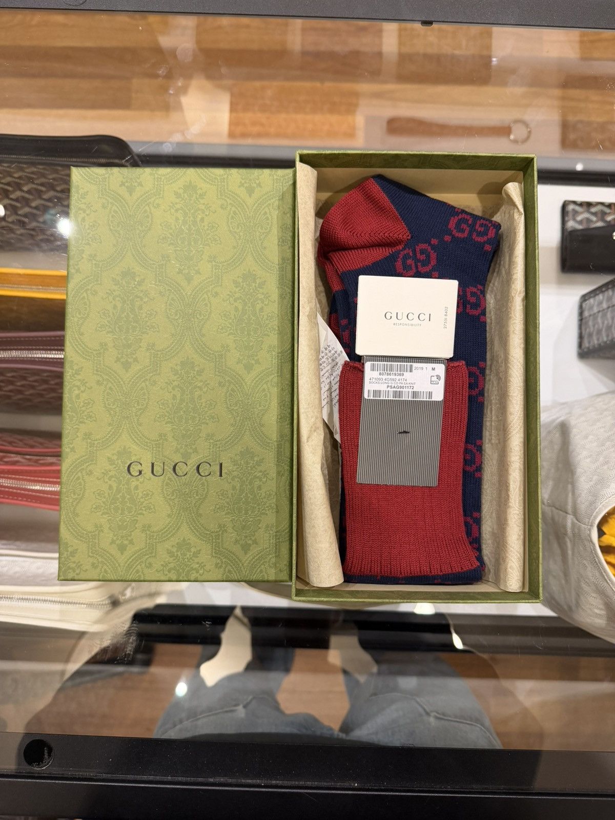 Gucci Gucci GG Supreme Monogram Socks - Navy/Maroon Size ONE SIZE - 1 Thumbnail