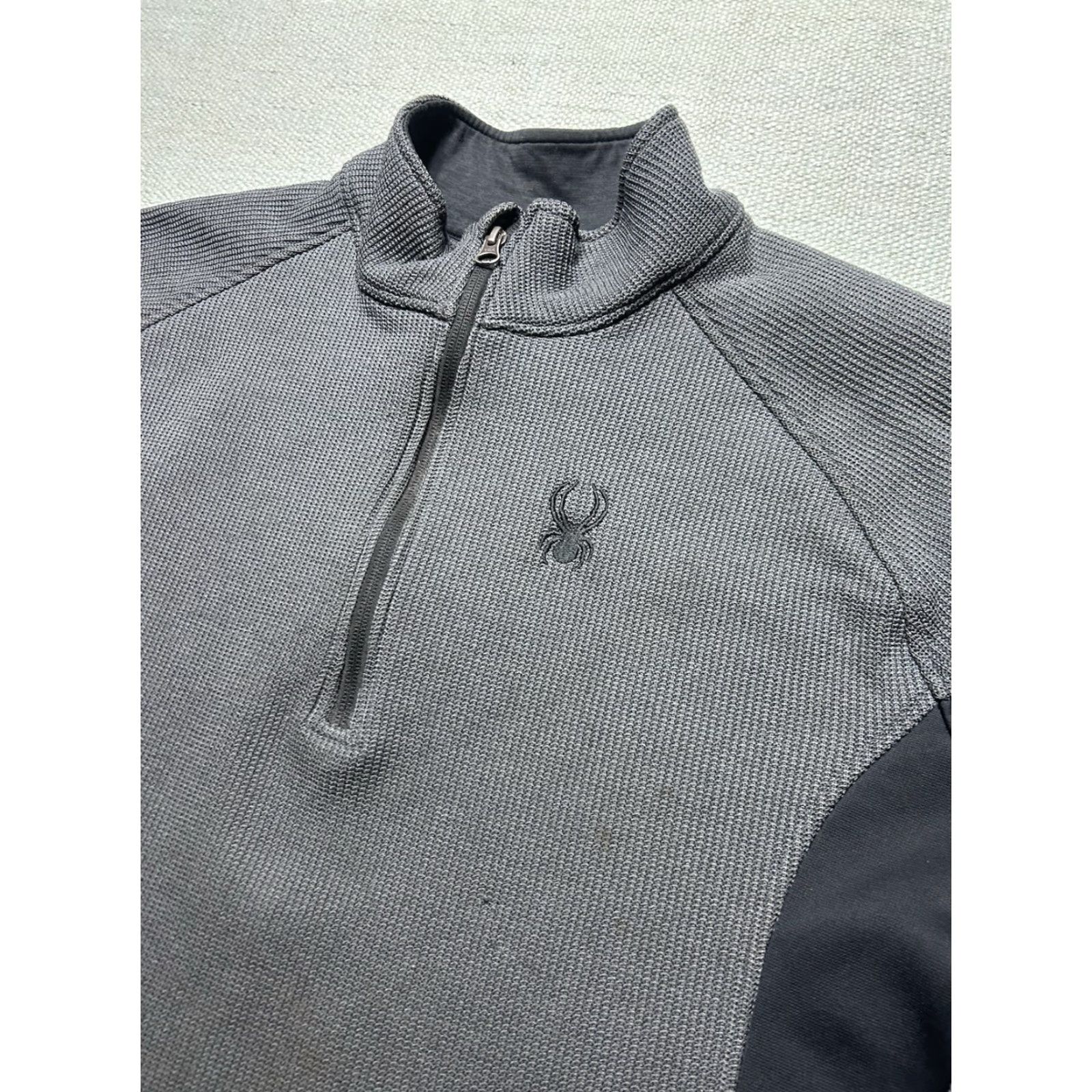 Spyder Spyder 1/4 Zip Pullover Knit Sweater Long Sleeve Jacket Gray Black XL Jacket Mens Size US XL / EU 56 / 4 - 3 Thumbnail
