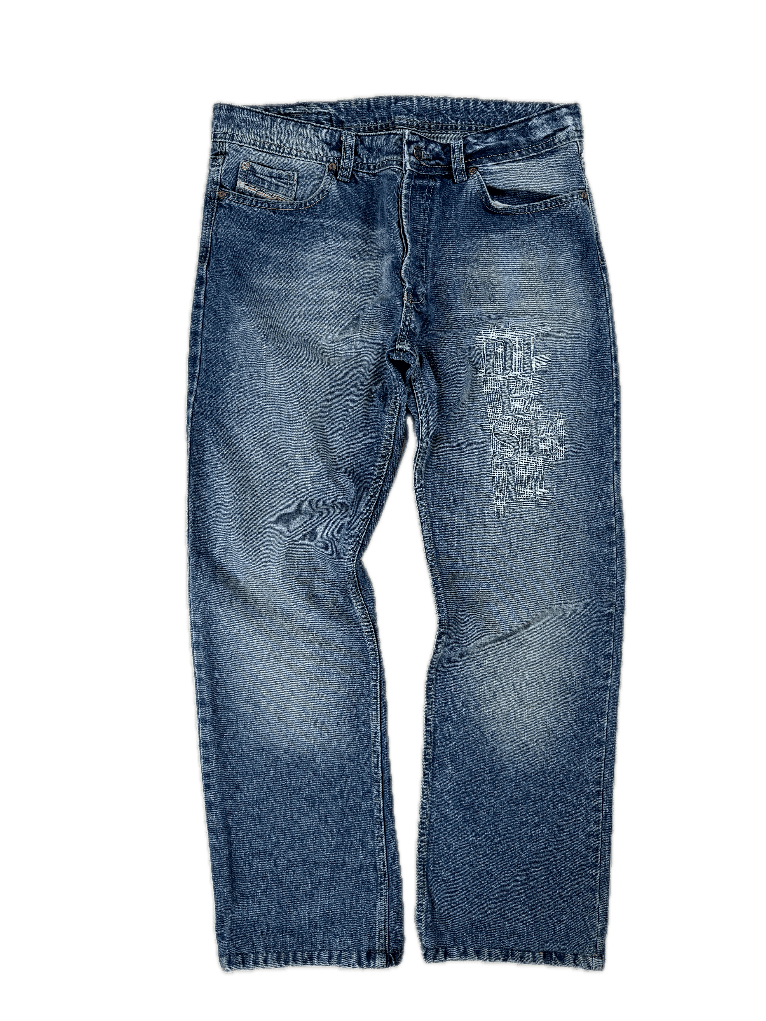 Diesel × JNCO Diesel Vintage Kulter Jeans Big Logo Blue Straight Drill Size US 33 - 1 Thumbnail