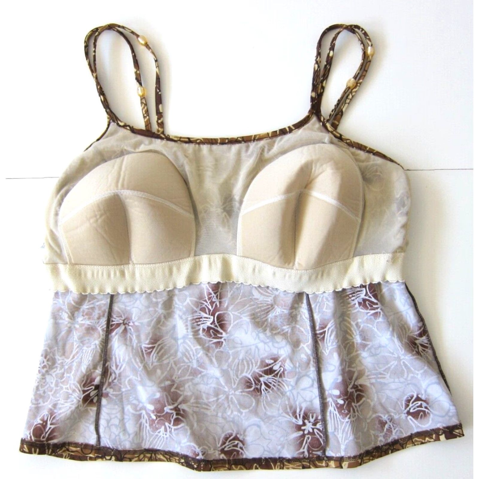 Vintage Suit Yourself Brown Black Floral Built In Padded Bra Swimsuit Tankini Women 22W Size 3XL / US 20-22 - 6 Thumbnail