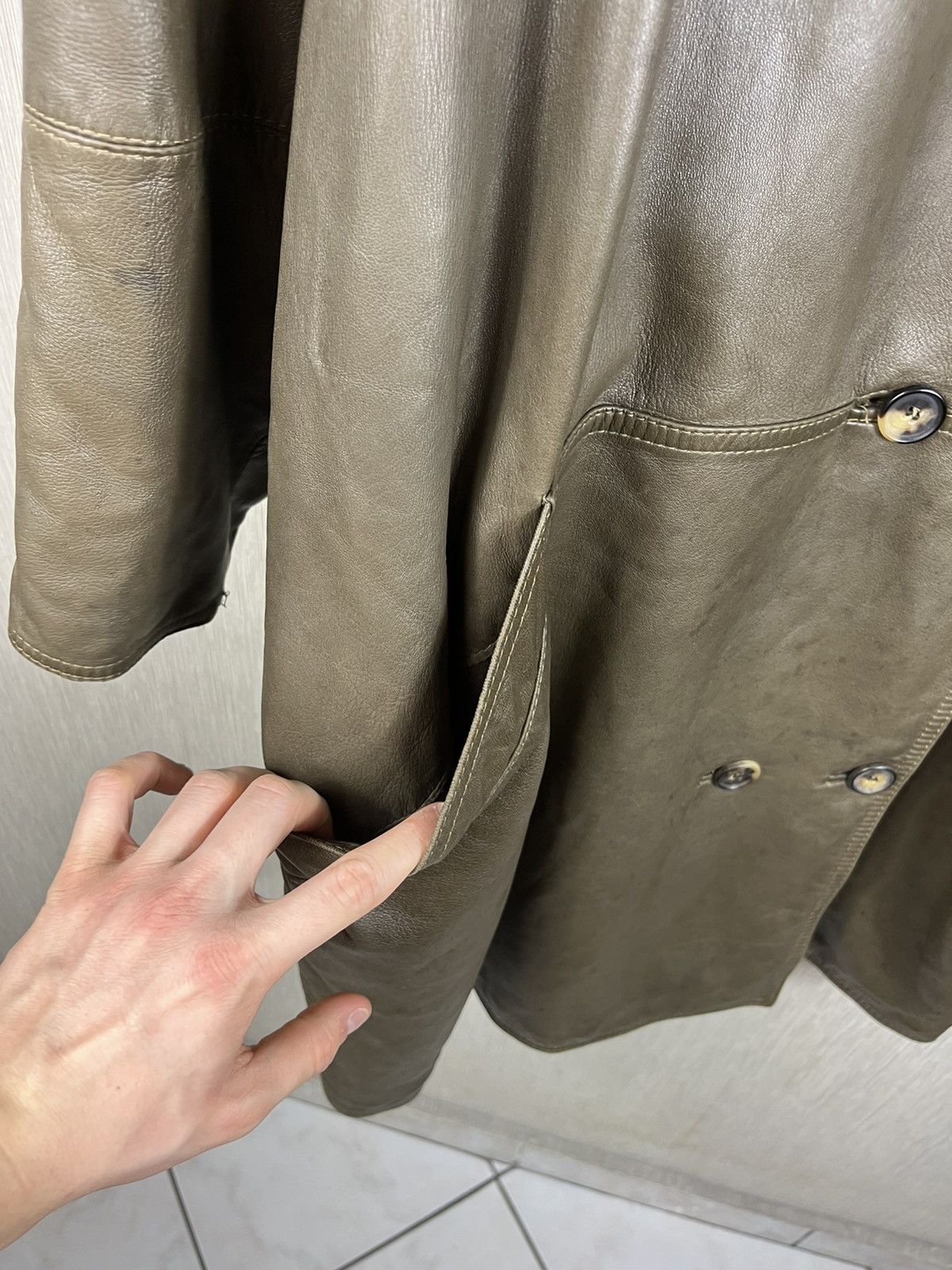 Versace × Vintage Vintage Gianni Versace leather double-breasted coat jacket Size US XL / EU 56 / 4 - 12 Thumbnail