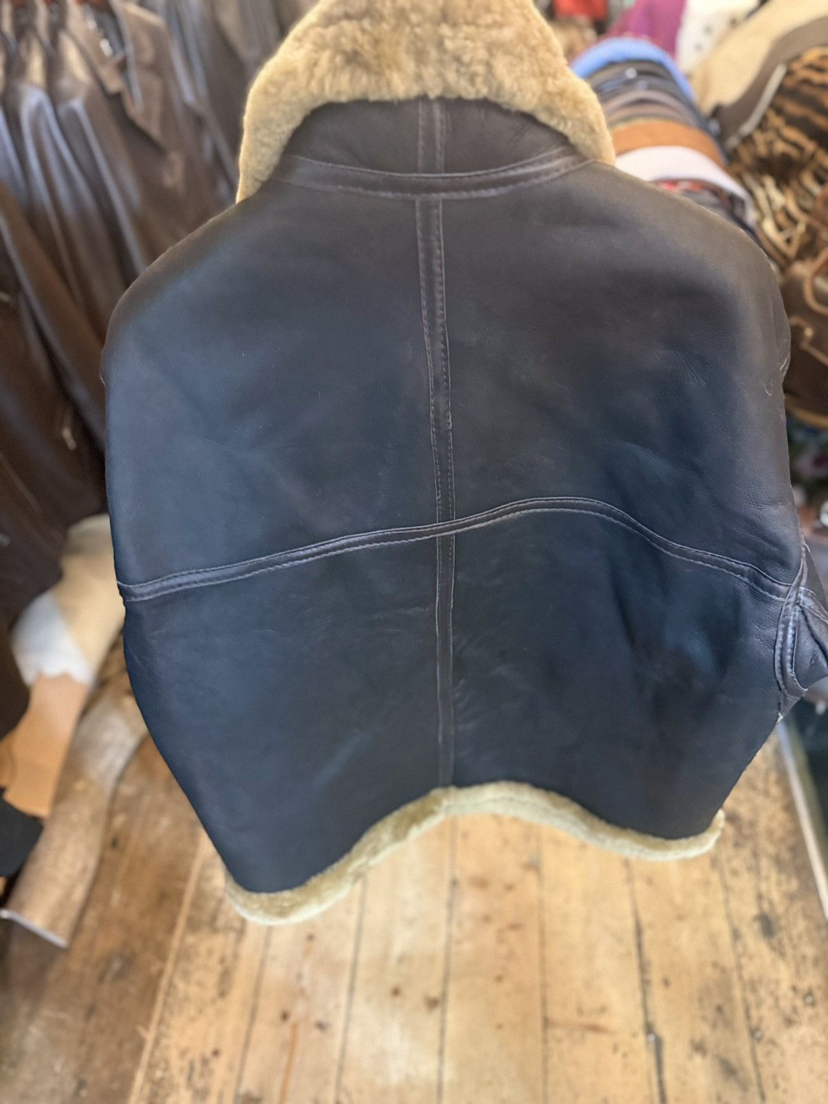 Other Vintage Shearling Aviator Leather Jacket – Genuine Sheepskin Size US XL / EU 56 / 4 - 3 Thumbnail