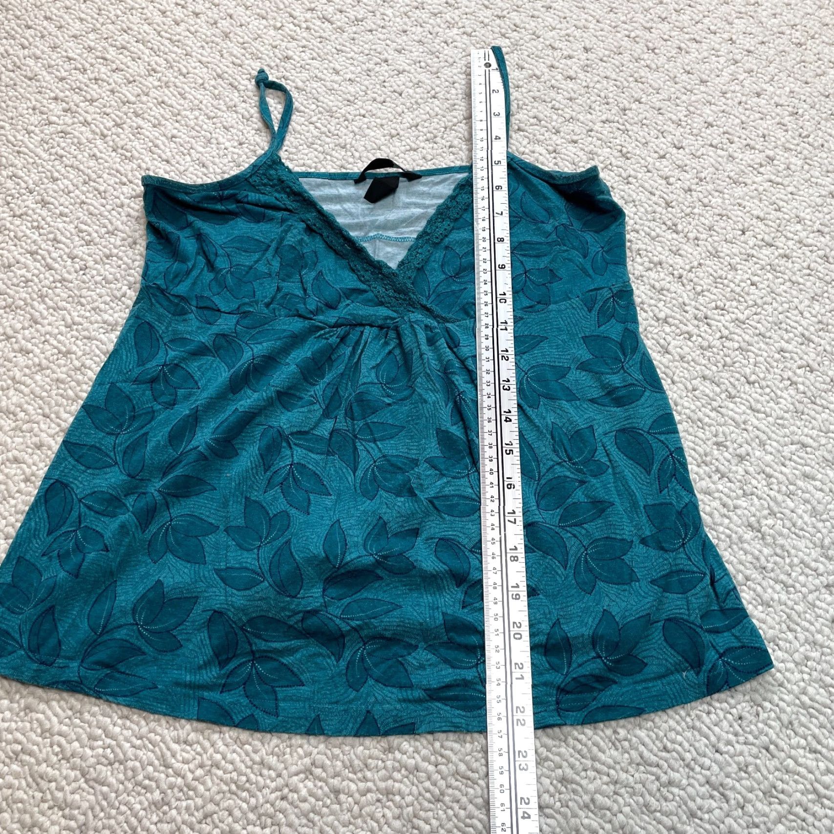 H&M H&M Tank Juniors Large Blue Floral Cotton V Neck Sleeveless Soft Womens Size L / US 10 / IT 46 - 4 Thumbnail
