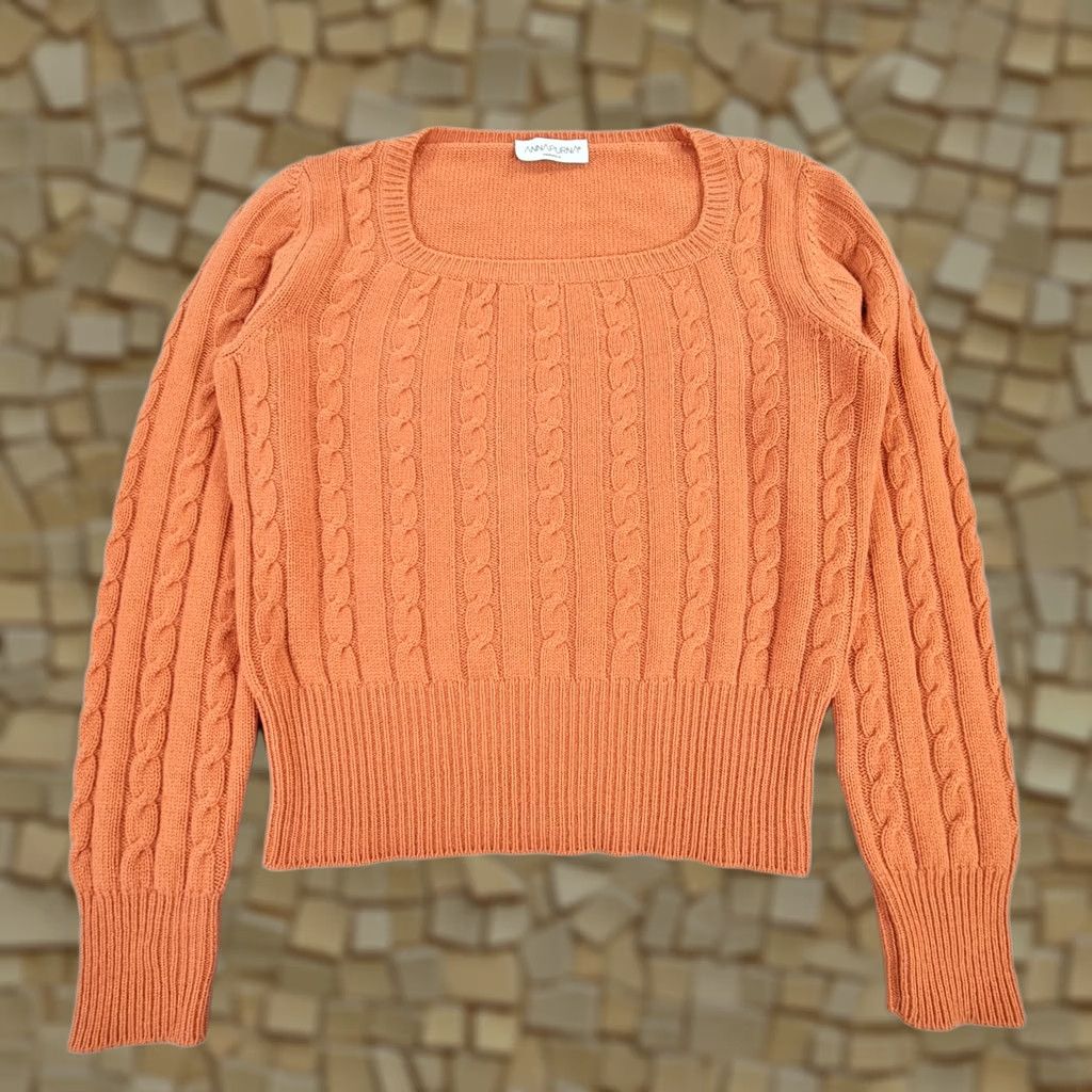 Vintage Annapurna Jumper Orange XL Cashmere Square Neck Womens Pullover Knit 100% Cashmere Casual Winter Medium? Size M / US 6-8 / IT 42-44 - 1 Thumbnail