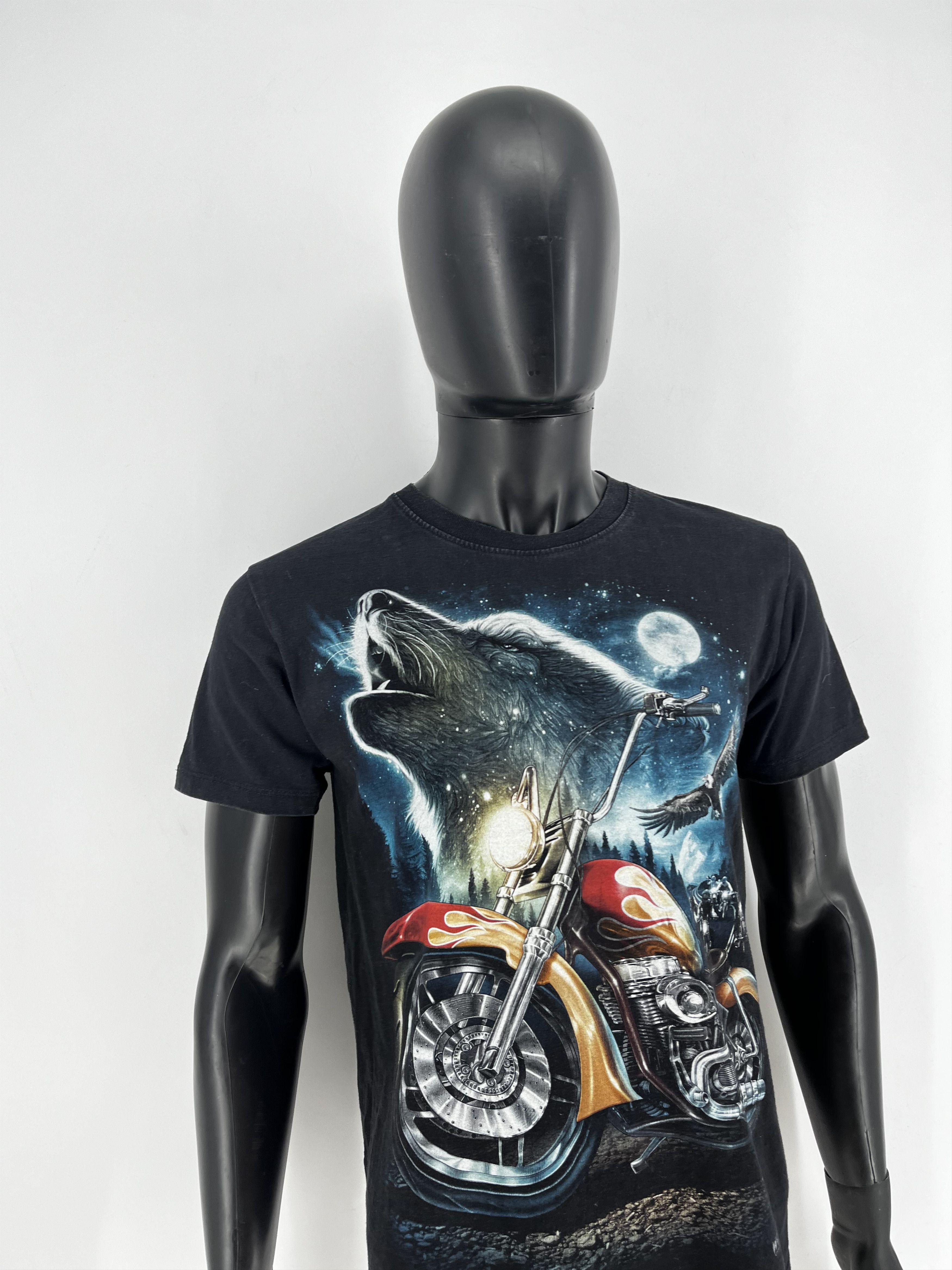 Band Tees Eagle Biker Native Indian Motorbike Front & Back Print Size US M / EU 48-50 / 2 - 4 Thumbnail