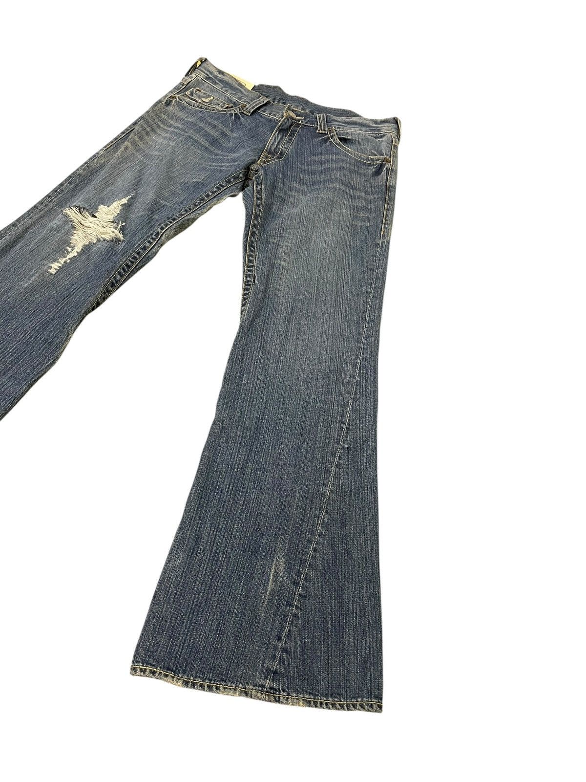 Japanese Brand Flare Jeans Rush Hour Distress Denim Boot Cut 2🟦2 Size US 35 - 3 Thumbnail
