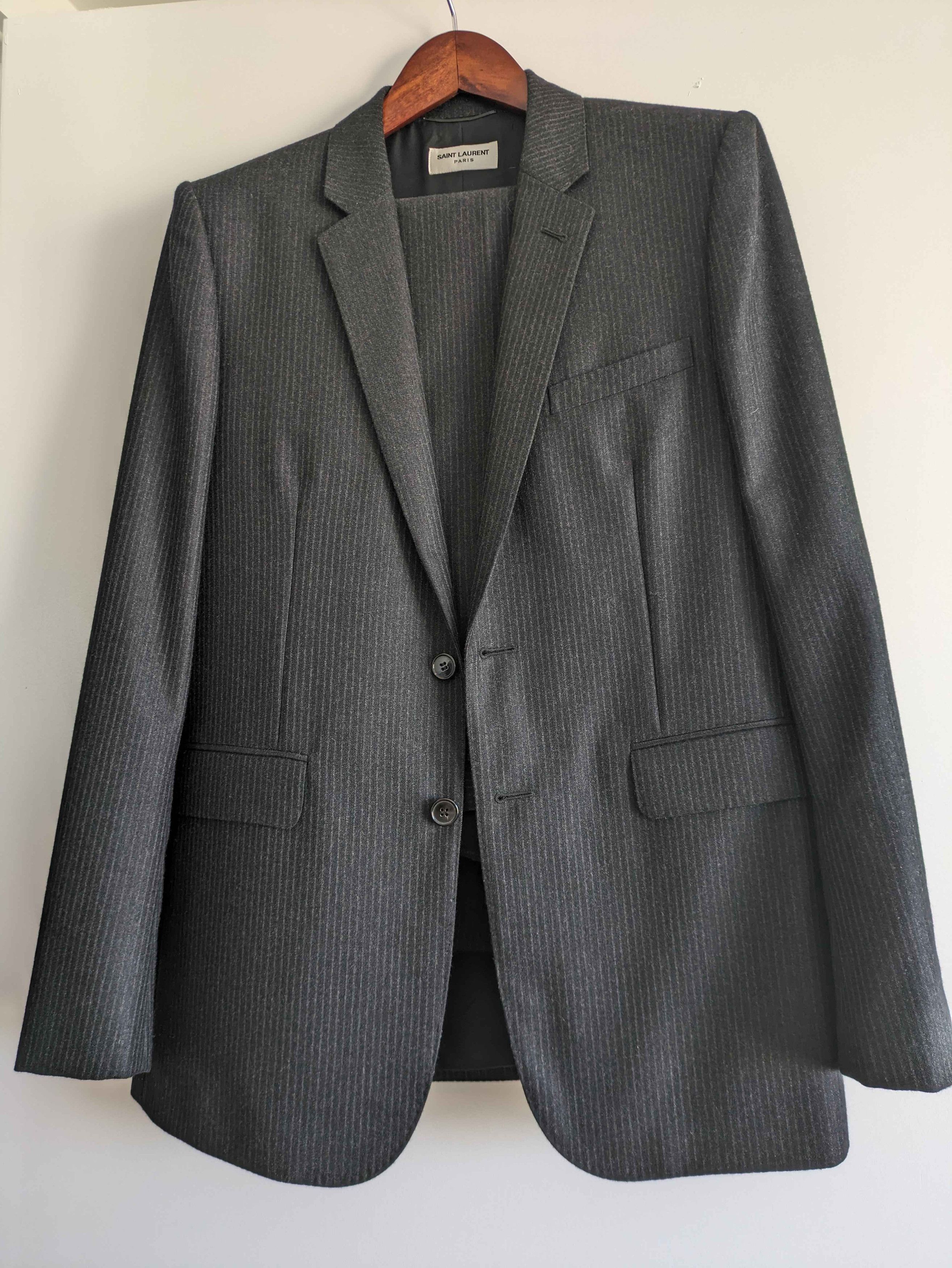 Saint Laurent FW16 Charcoal Stripe Full Suit