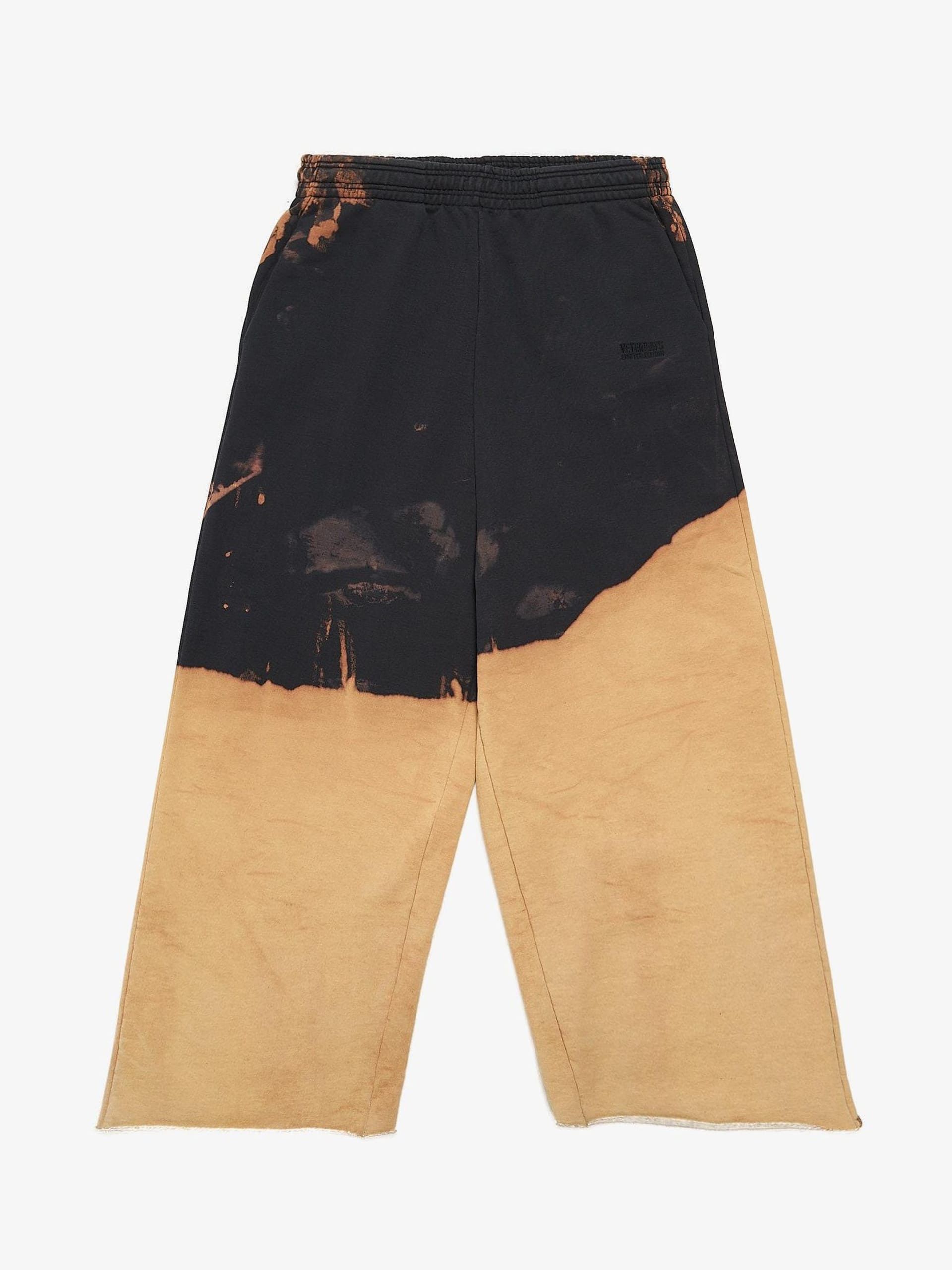 image of Vetements Black Colorblock Bleached Heavy Cotton Sweatpants, Men's (Size 34)
