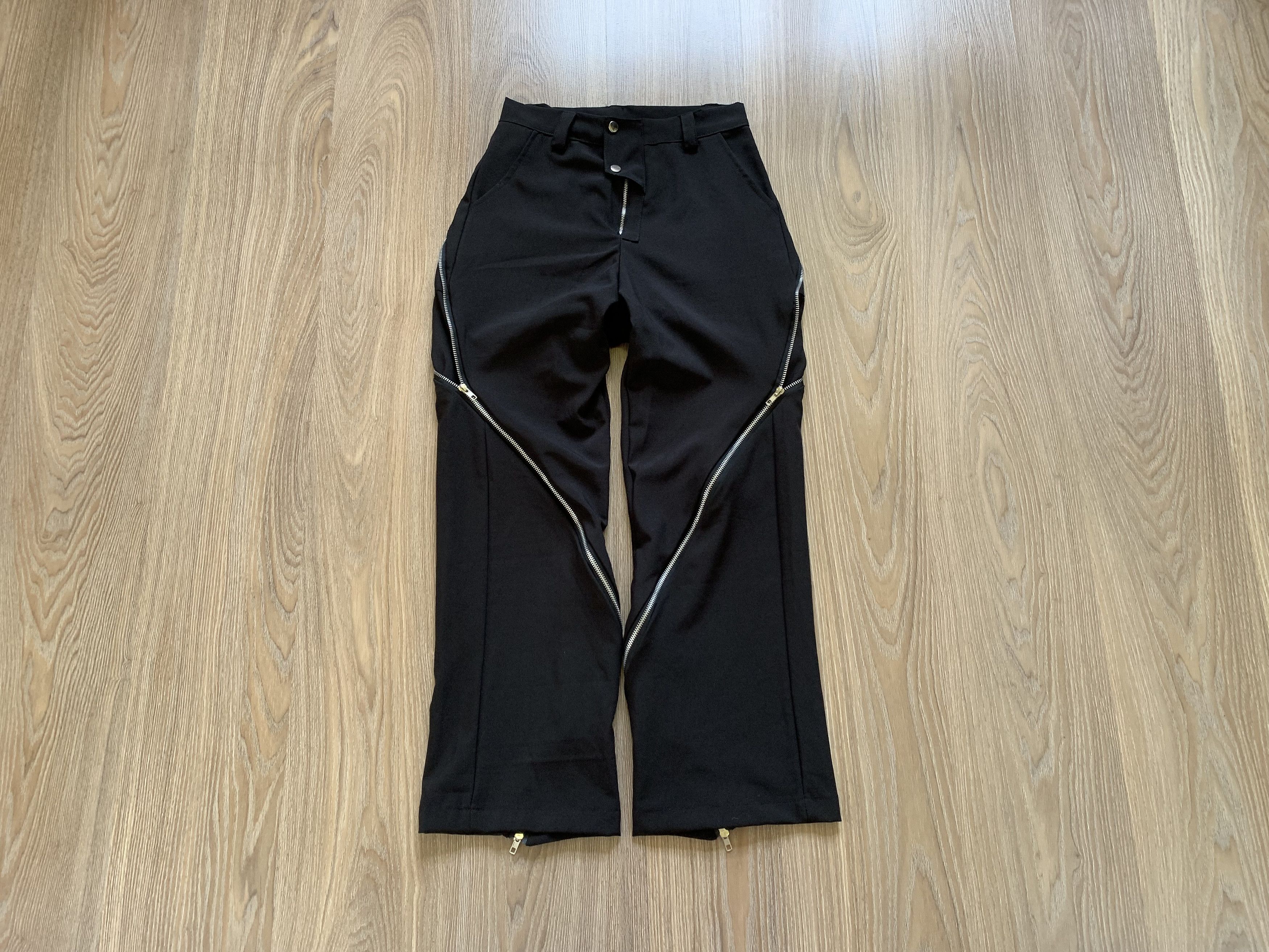 Handmade Designer Women’s Handmade Black Zip Pants Size 27" / US 4 / IT 40 - 1 Thumbnail