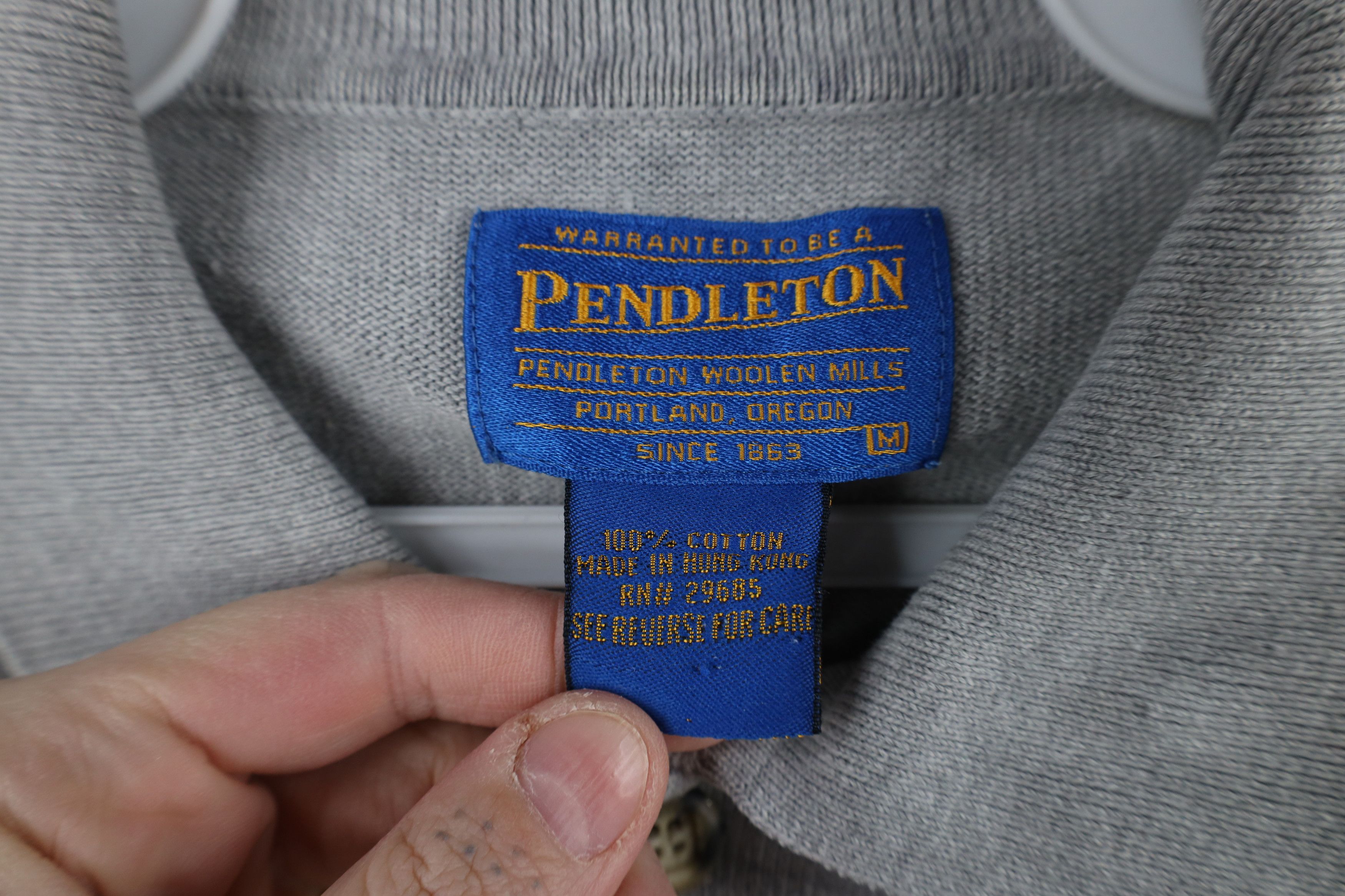 Pendleton × Vintage Vintage Pendleton Cotton Knit Collared Pullover Sweater Gray Size US M / EU 48-50 / 2 - 4 Thumbnail
