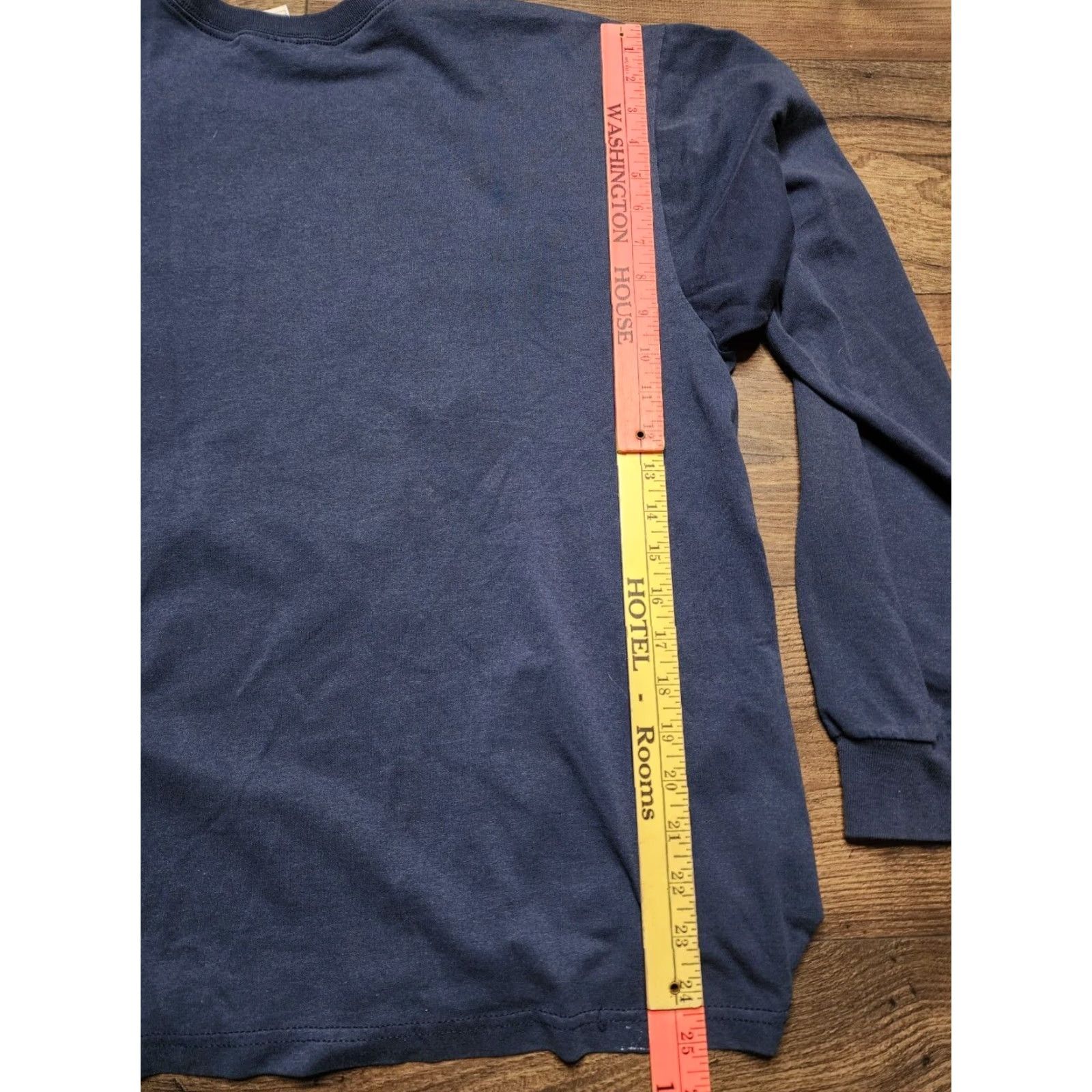 Fruit Of The Loom VINTAGE American Flag T-Shirt Long Sleeve Crew Neck XL Unisex Adults Blue 90s United States Flag Graphic Print Fans Mens Womens XL Size US XL / EU 56 / 4 - 5 Thumbnail