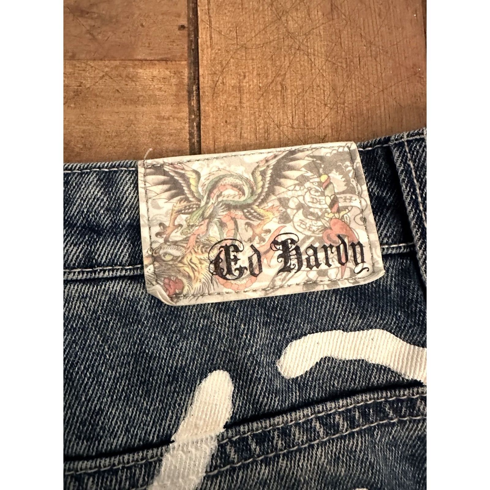 Ed Hardy Ed Hardy Embroidered New York City Eagle Straight Jeans Men’s Size 40 Blue Size US 40 / EU 56 - 4 Thumbnail