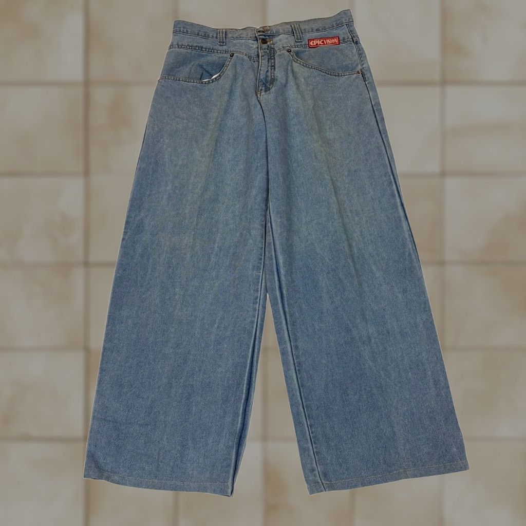 Vintage VINTAGE Epic Vision Jeans Men's Wide Leg 33x30 Baggy Skate Y2K Rave Size US 33 - 1 Thumbnail