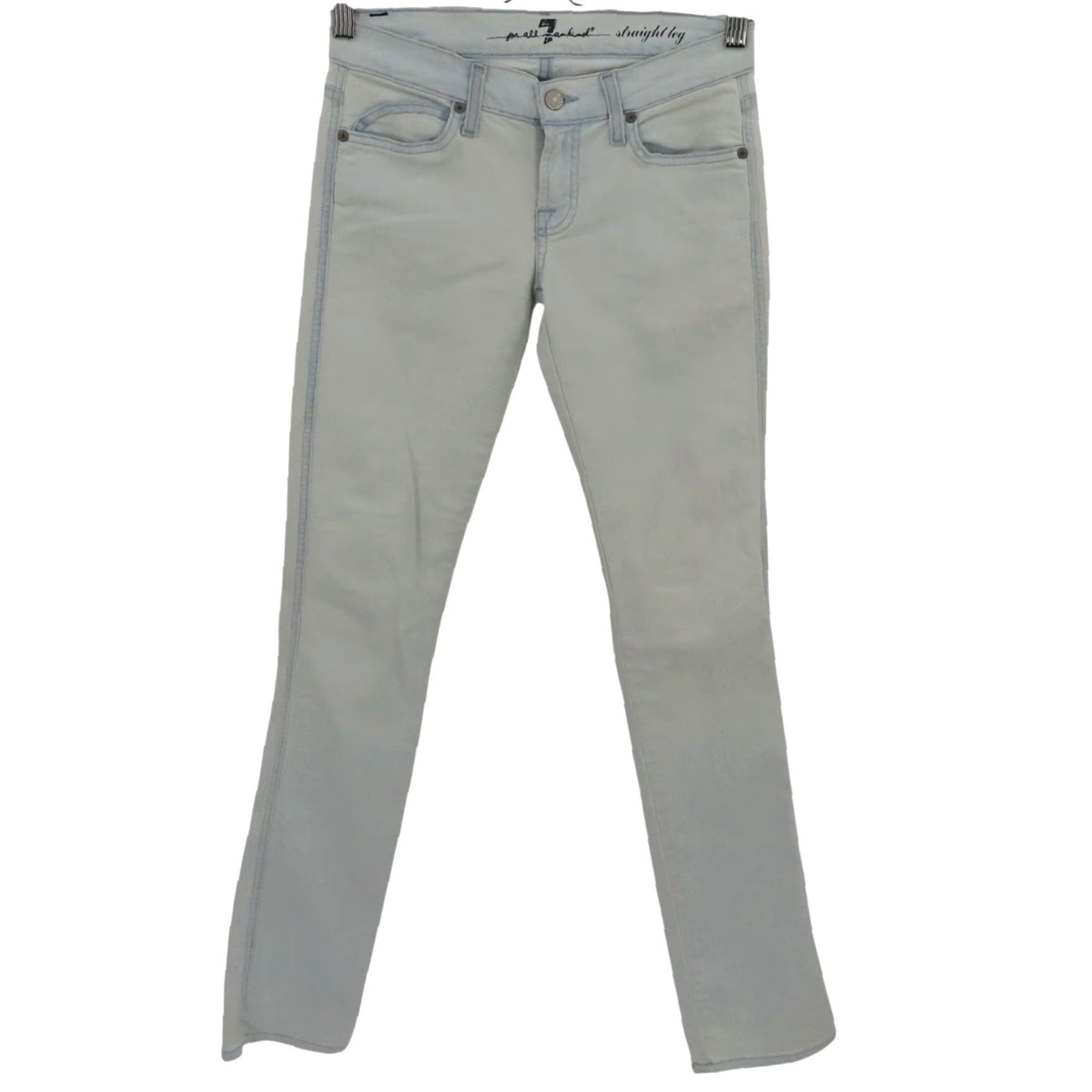 7 For All Mankind 7 For All Mankind Womens Jeans Straight Leg 25 Light Blue Denim White Washed Cotton Blend Size 42" / US 20 - 2 Thumbnail