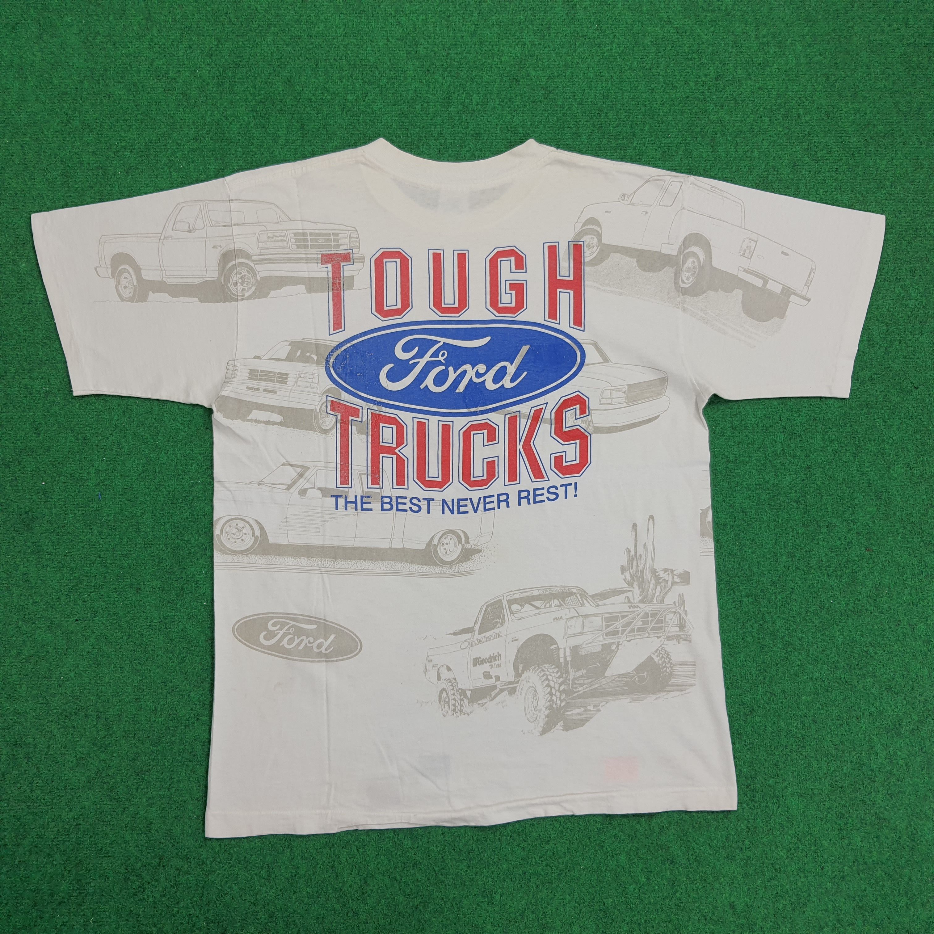 Ford × Vintage Vintage 90's Ford Tough Trucks Full Print Tshirt Size US XL / EU 56 / 4 - 3 Thumbnail