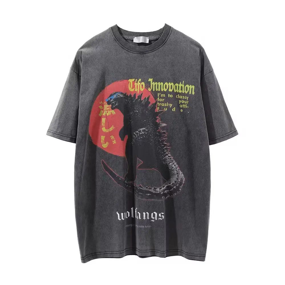image of Vintage Dinosaur Printed Short Sleeved T-Shirt in Black, Men's (Size Large)
