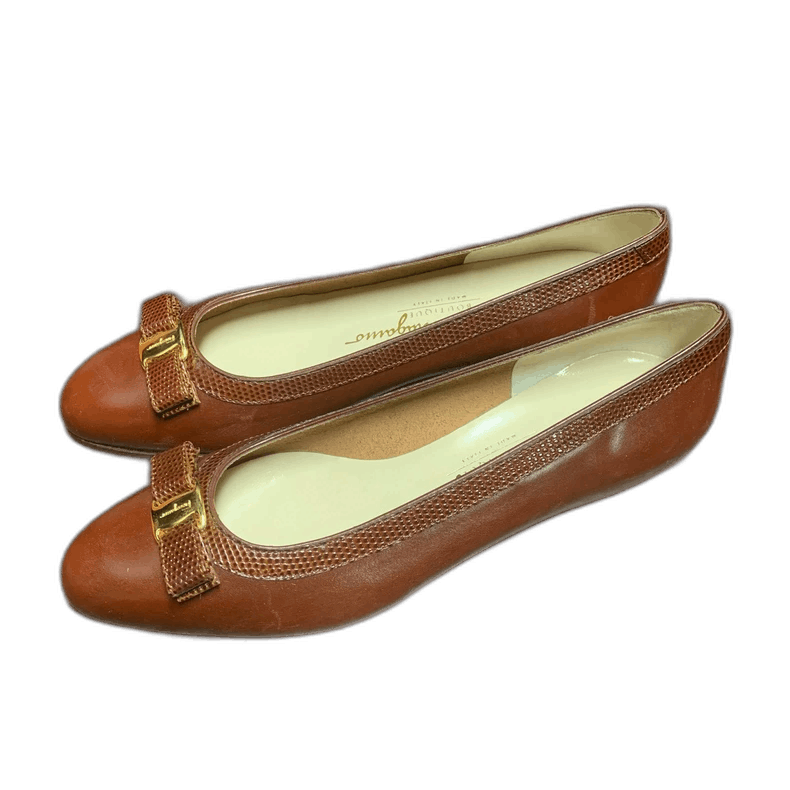 Salvatore Ferragamo Ferragamo Brown Classic Shoes with Metallic Detail Size US 8 / IT 38 - 1 Thumbnail