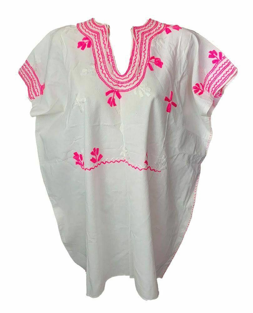 Designer Used Pink White Hand Made Caftan Blouse XXL Size XXL / US 16-18 / IT 52-54 - 1 Thumbnail