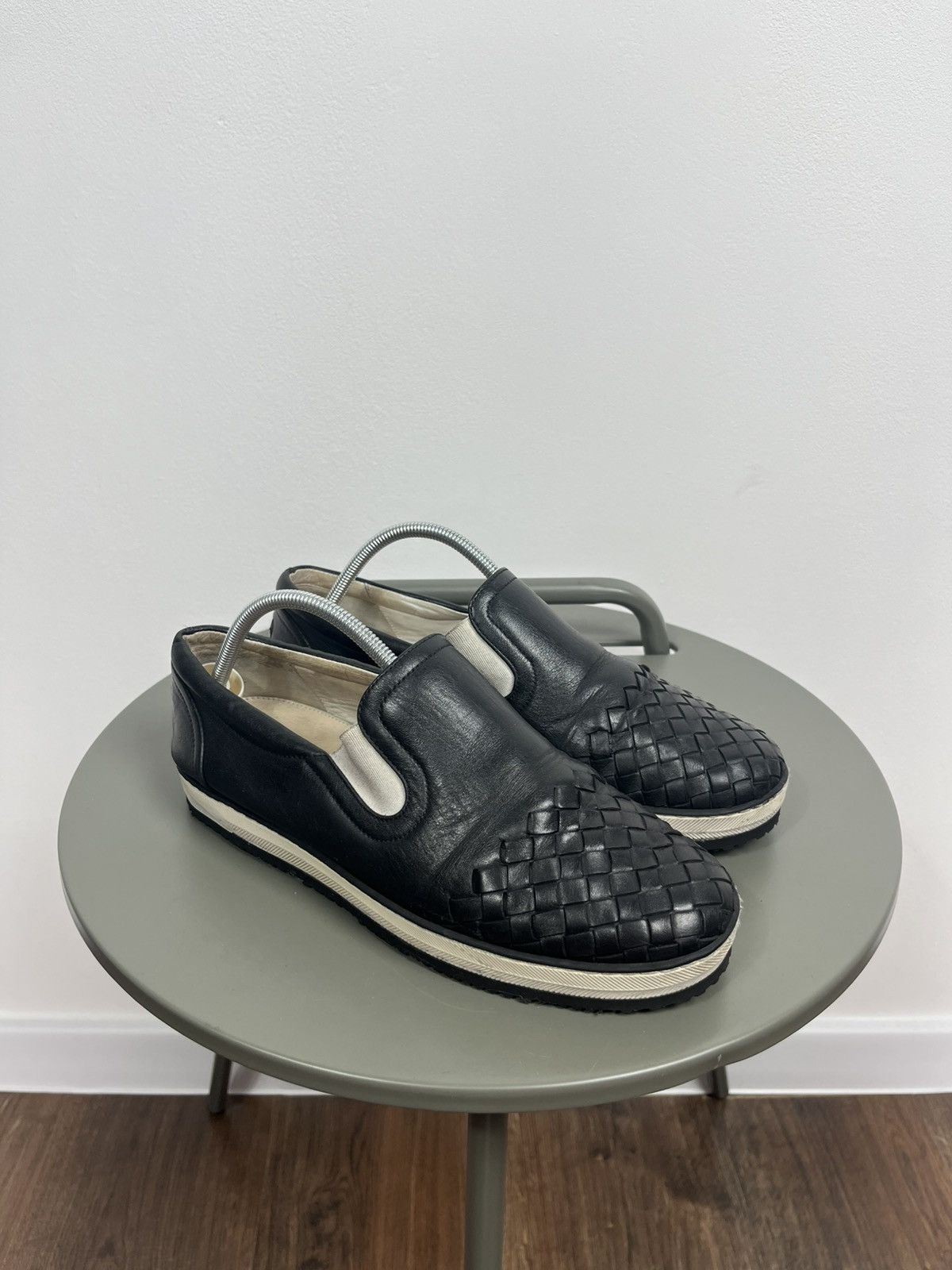 Bottega Veneta Bottega Veneta Black Woven Leather Slip-On Loafers Size 38.5 Size US 7.5 / IT 37.5 - 1 Thumbnail