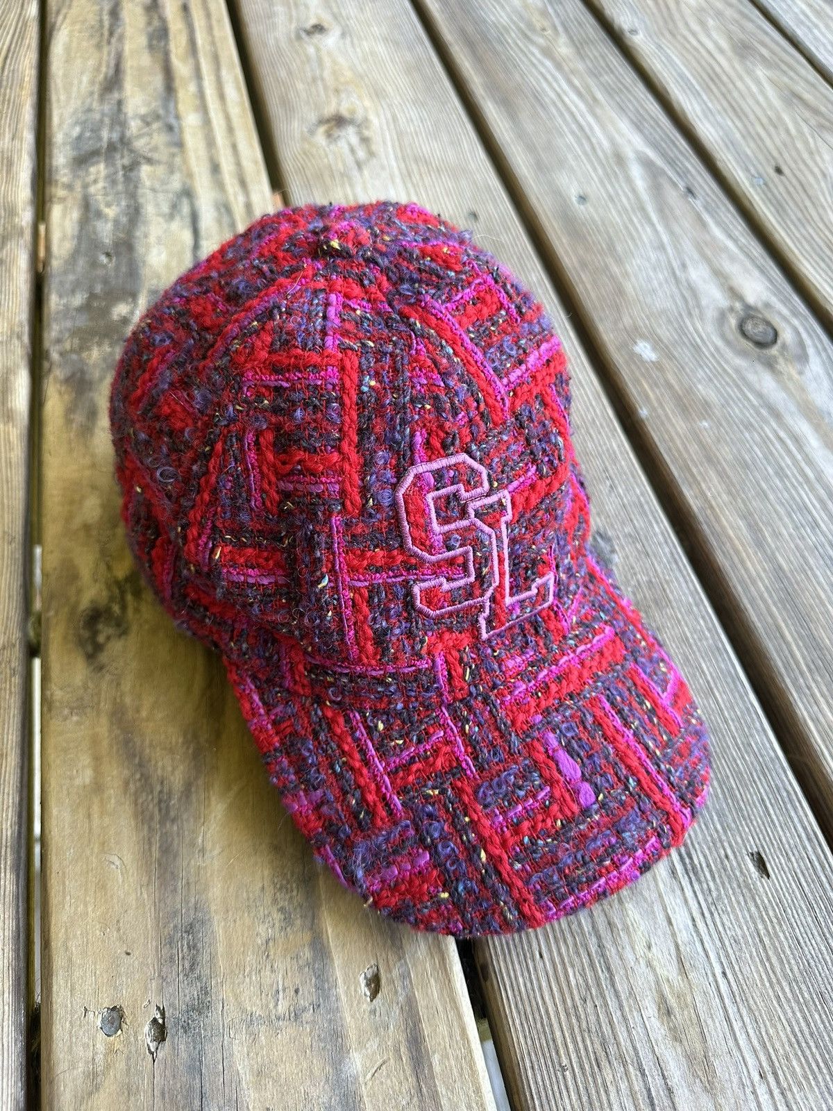 Yves Saint Laurent SAINT LAURENT Red &Purple Tweed Hat💜🩷 Size ONE SIZE - 2 Thumbnail
