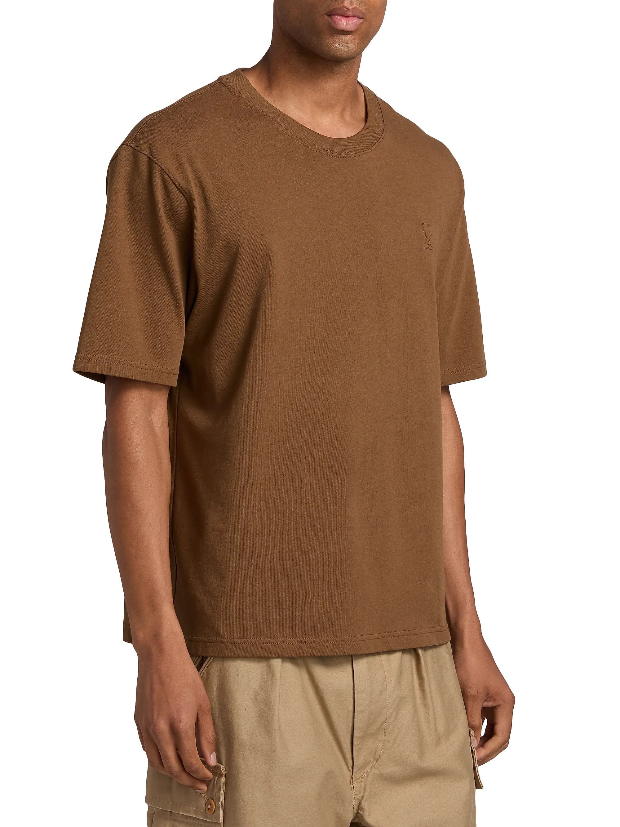 AMI os11x0226 Small Embossed Ami de Coeur T-Shirt in Brown Size US L / EU 52-54 / 3 - 4 Thumbnail