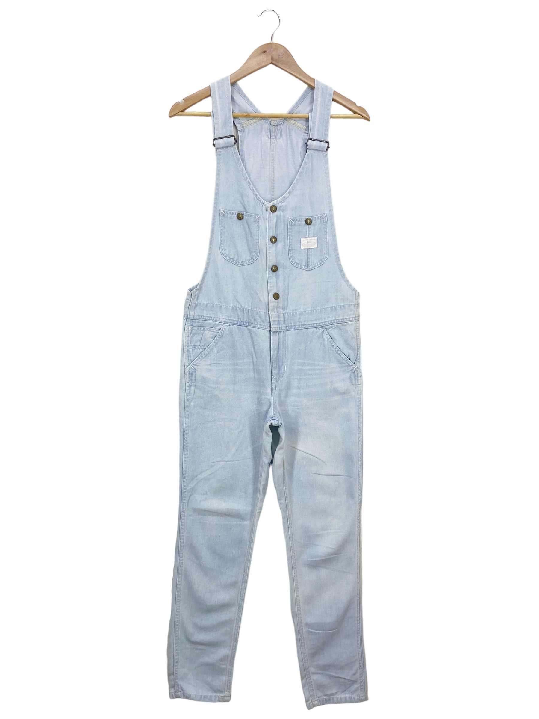 Lee × Vintage Lee Carpenter Bib Overalls Light Wash Jeans Size US 32 / EU 48 - 2 Thumbnail