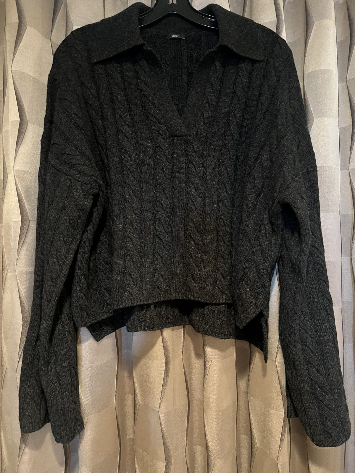 Dark grey cropped polo style sweater