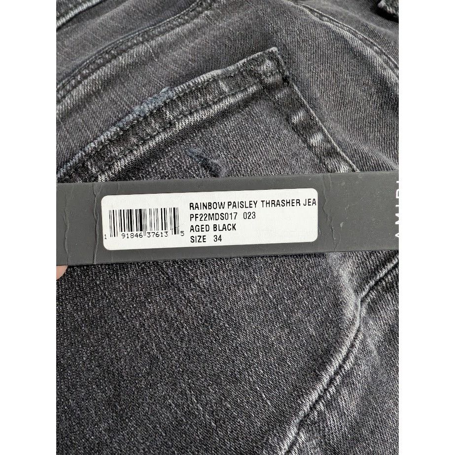 Amiri o1rshd1 Rainbow Paisley Thrasher Jeans in Aged Black Size US 34 / EU 50 - 23 Thumbnail