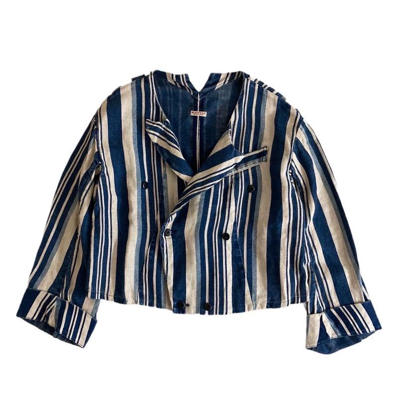 Kapital Striped Linen Short Jacket Coat - dmc Size US XS / EU 42 / 0 - 1 Thumbnail