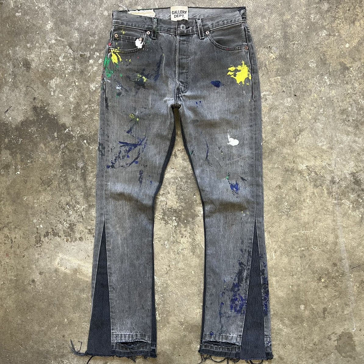 Gallery Dept. Gallery Dept. Paint Splatter LA Flare Black Denim | Grailed