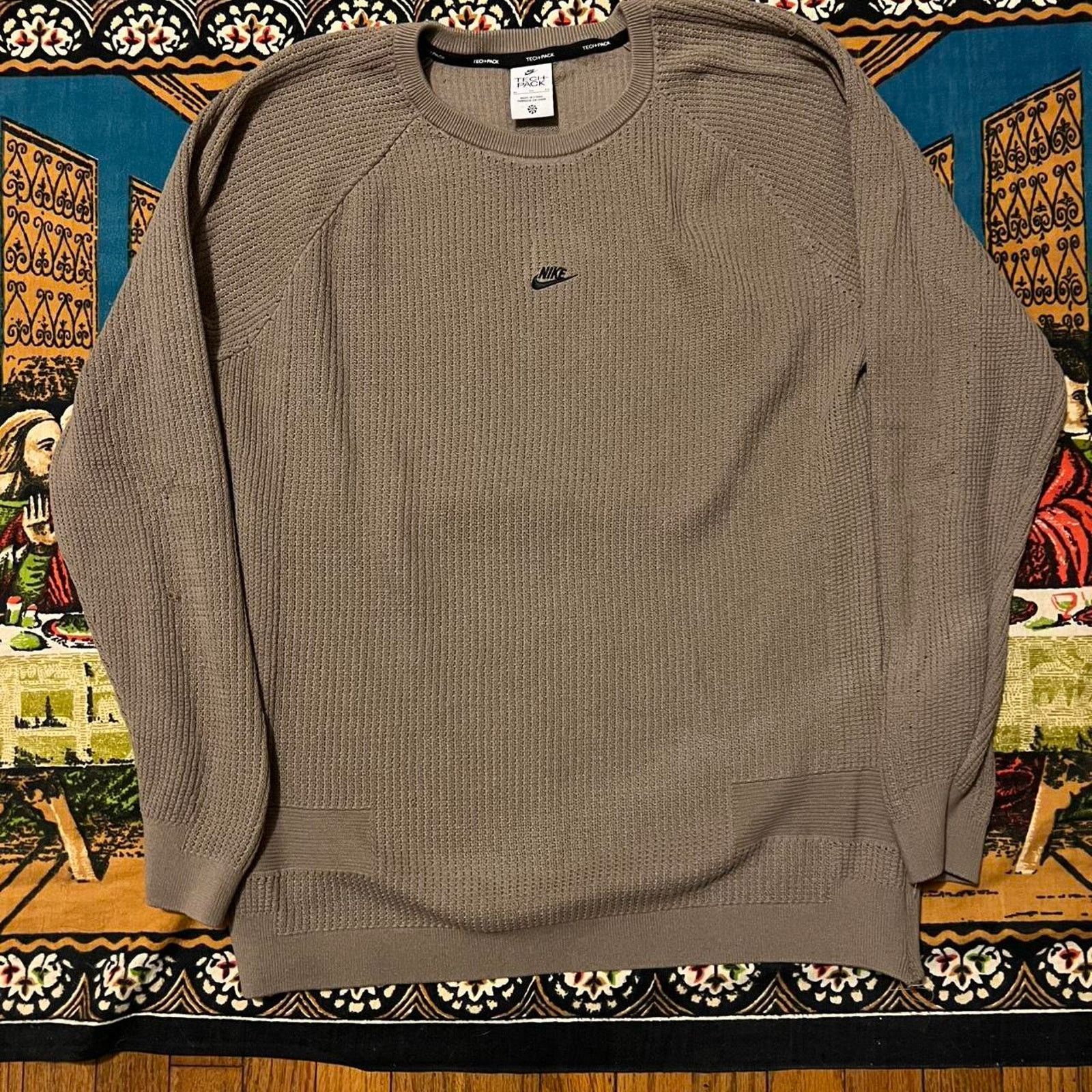 Nike × Vintage brown black nike center swoosh pack knitted sweater xl heavy Size US XL / EU 56 / 4 - 1 Thumbnail