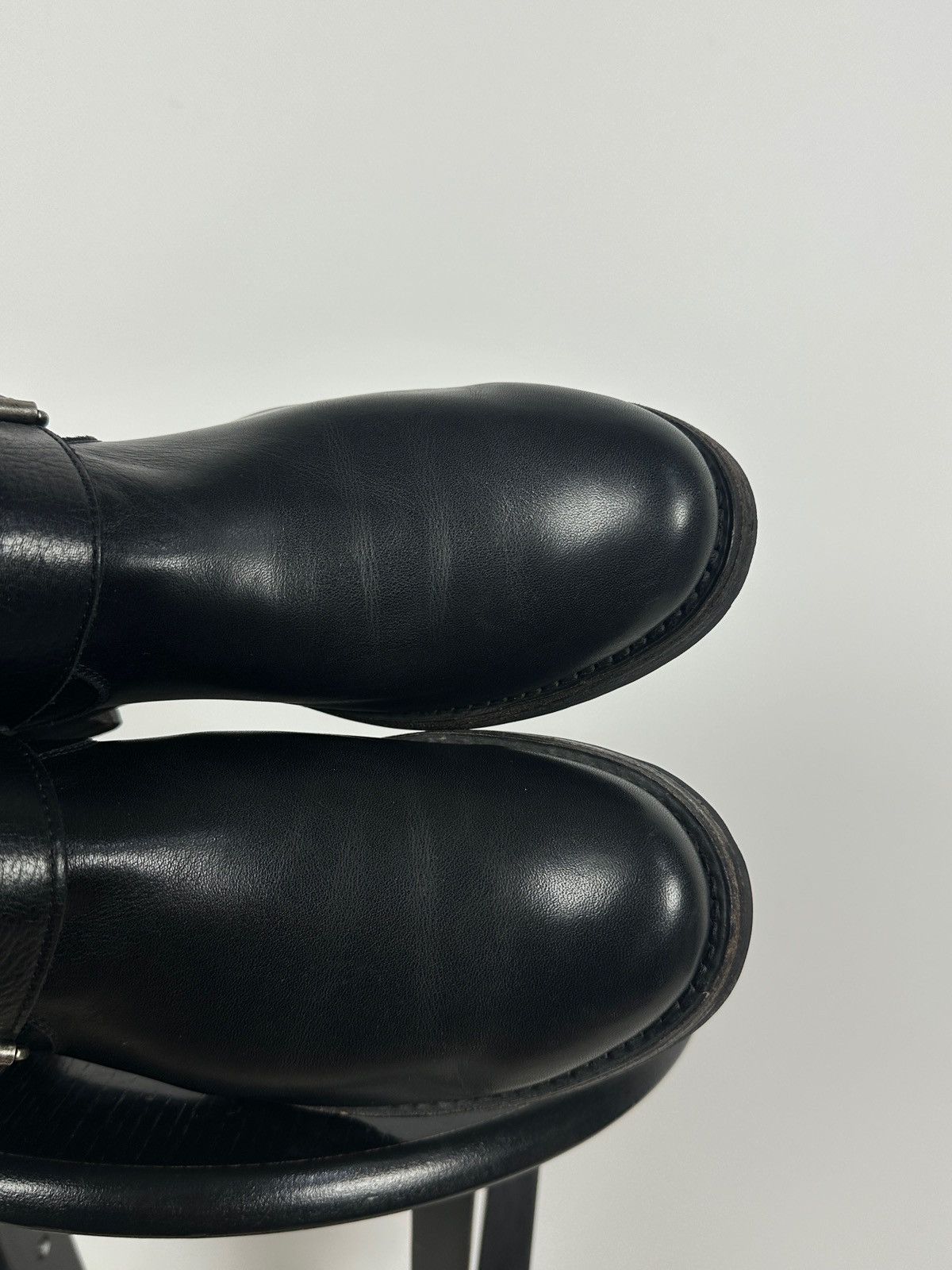 Frye Frye Veronica Black Leather Back Zip Buckle Harness Boots Size US 8.5 / IT 38.5 - 21 Thumbnail