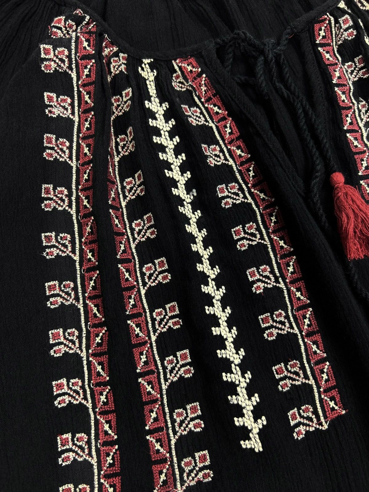 Denim & Supply Ralph Lauren Rare Ralph Lauren Denim Supply Blouse Black Embroidery Boho Size XXS / US 00 / IT 34 - 8 Thumbnail