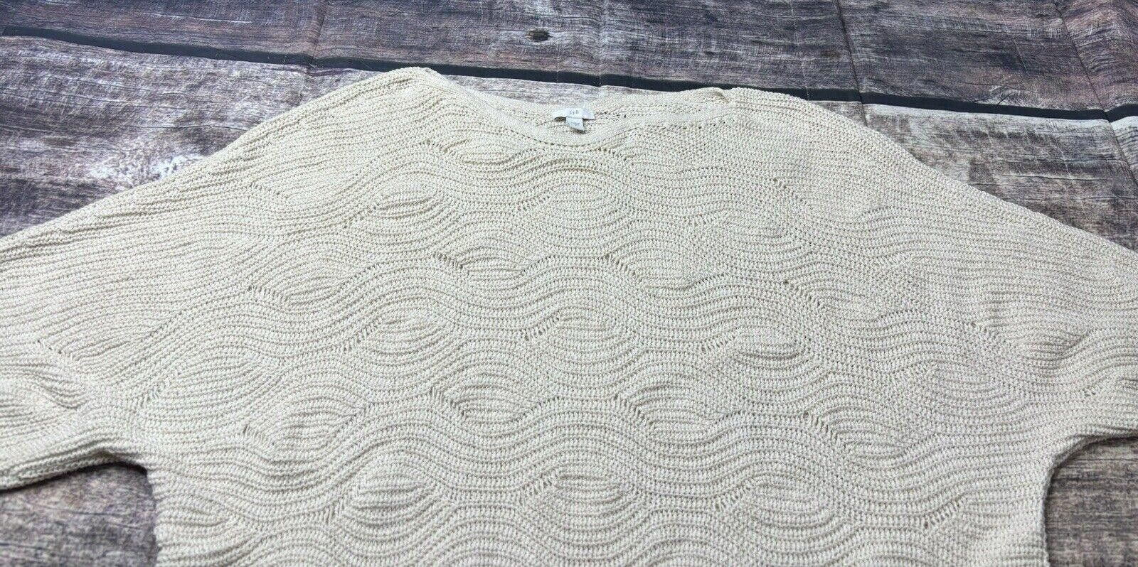 Other J Jill Sweater Women's XL Chunky Knit 3/4 Sleeve Wavy Cotton Size XL / US 12-14 / IT 48-50 - 4 Thumbnail