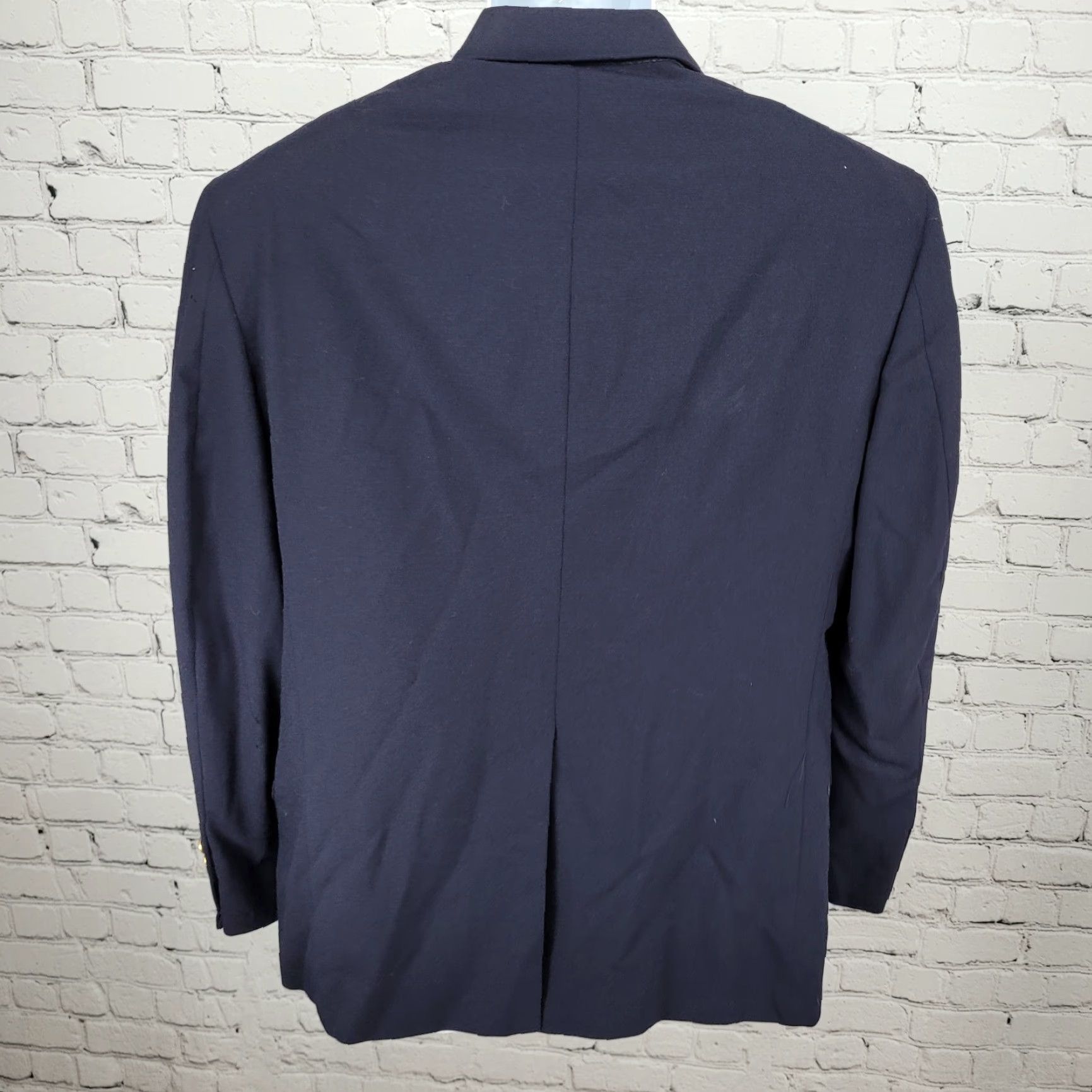 Vintage VINTAGE Robert Stock Blazer Sport Coat 2 Button Single Vented Notch Navy Blue 40S Mens Size 40R - 2 Thumbnail