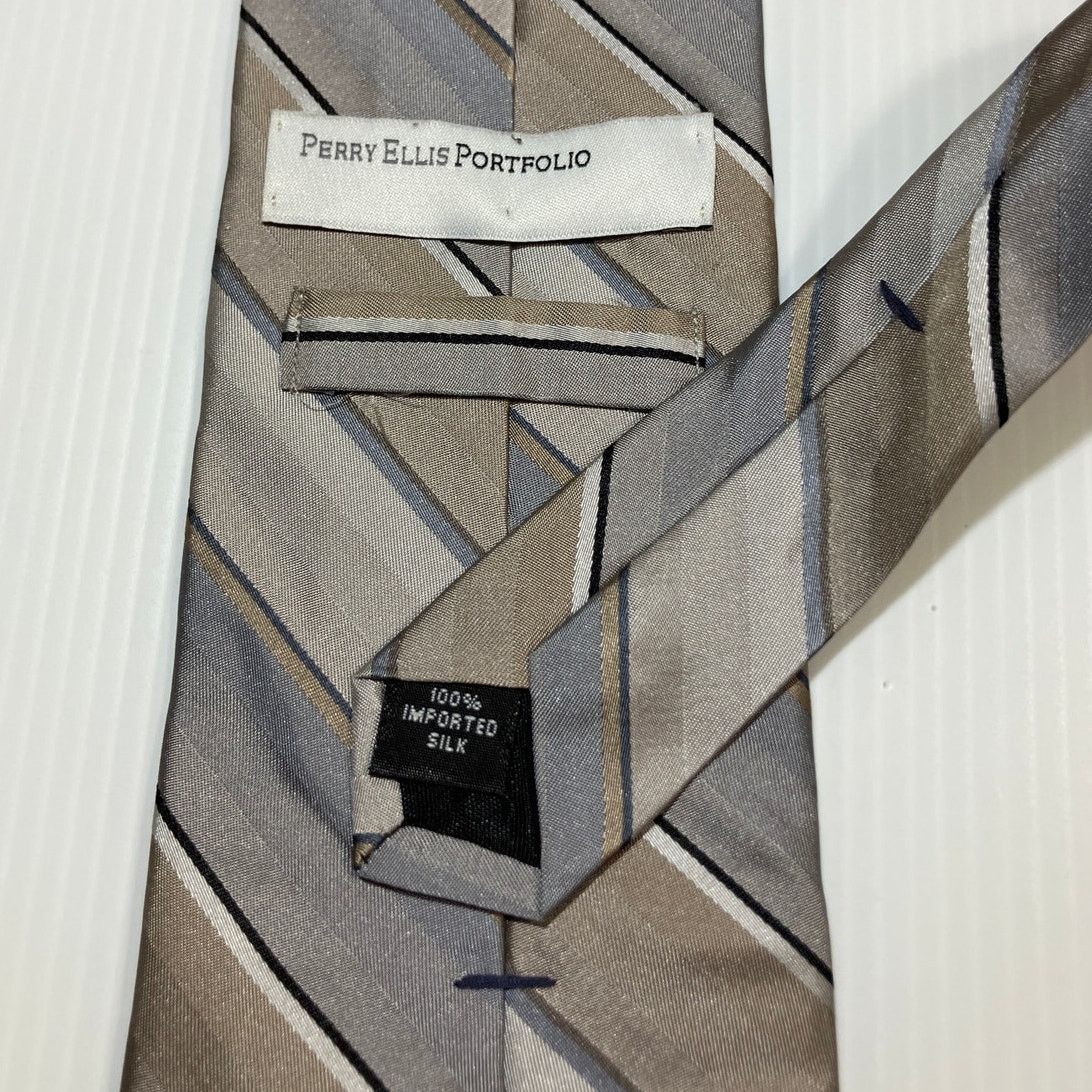 Perry Ellis Perry Ellis Portfolio Stripe Silk Wide Men Necktie 57 ½” Size ONE SIZE - 3 Thumbnail