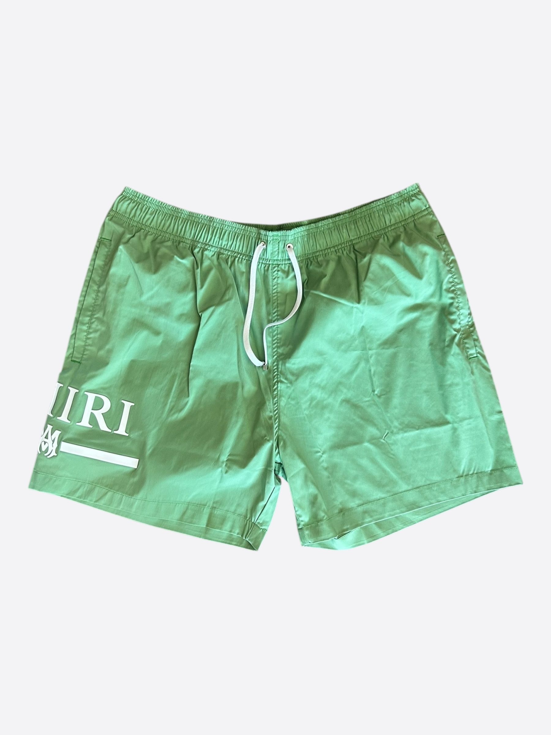 Amiri Amiri Green & White MA Bar Logo Swimshorts Size US 38 / EU 54 - 1 Thumbnail