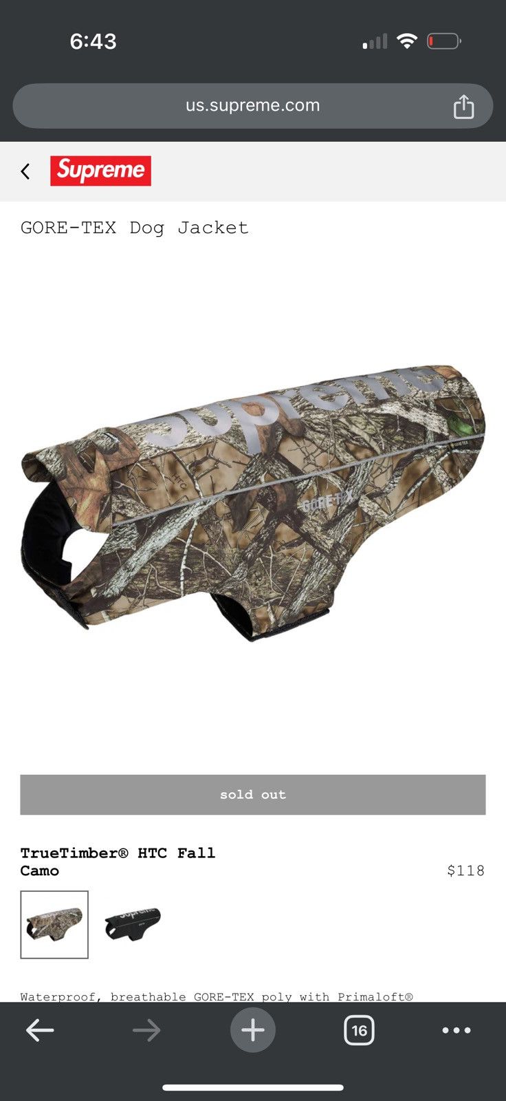 Supreme Supreme Camo Dog Jacket Sz Small GoreTex | Grailed