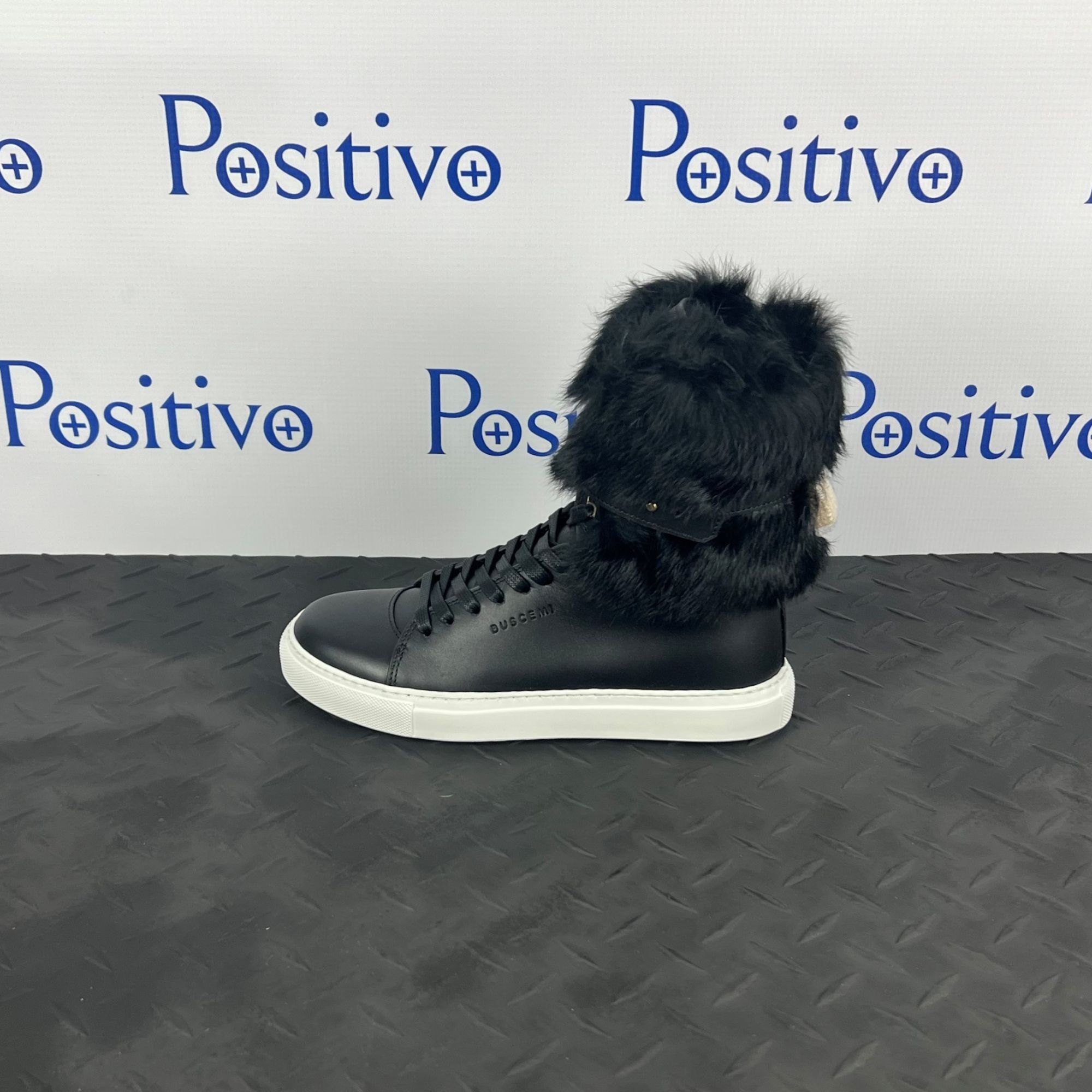 image of Buscemi Womens 170Mm Fur Black Leather Sneakers Us 8 Eu 38