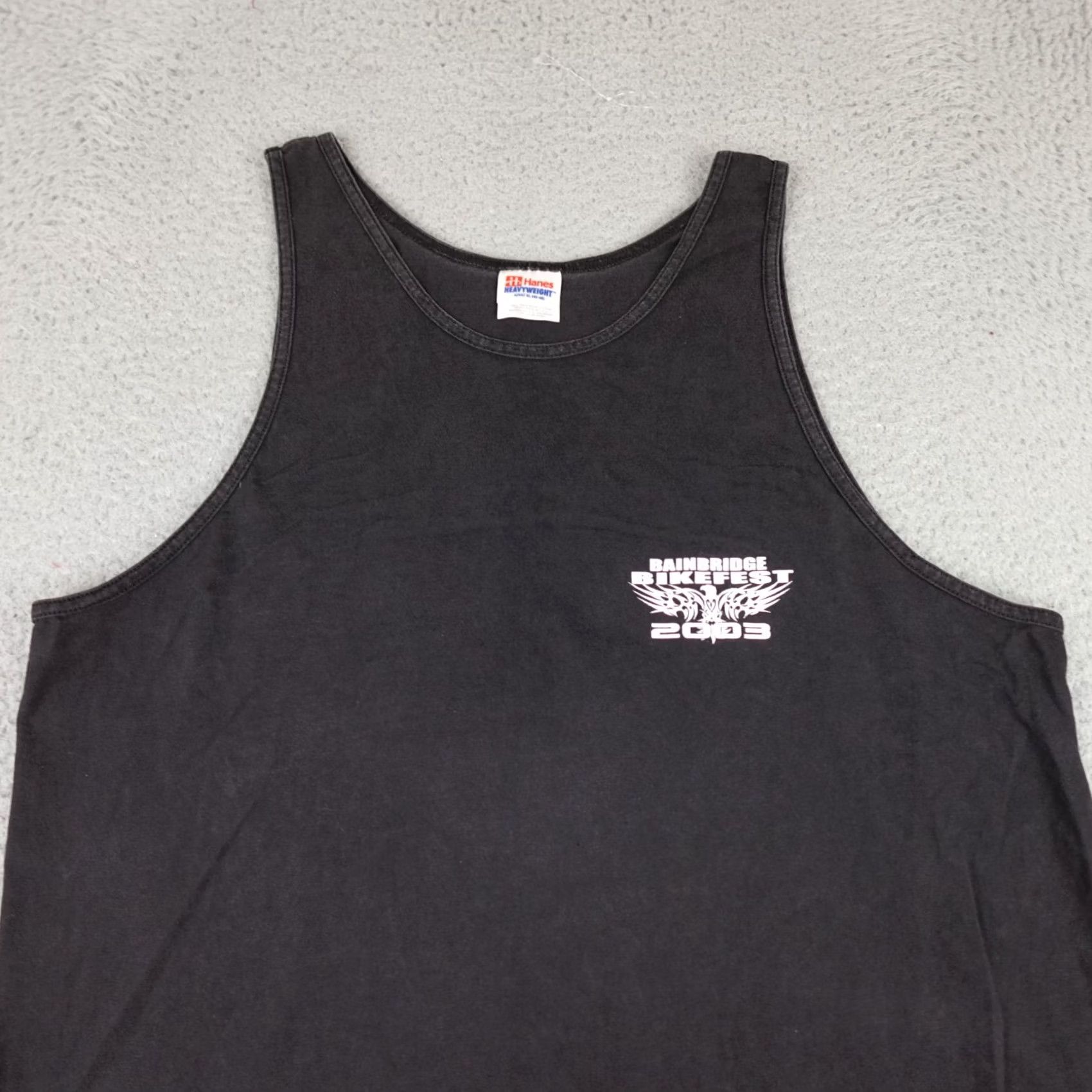 Hanes VINTAGE Hanes Tank Top Shirt Mens XL Black Sleeveless 2003 Eagle Biker Grunge USA Size US XL / EU 56 / 4 - 4 Thumbnail
