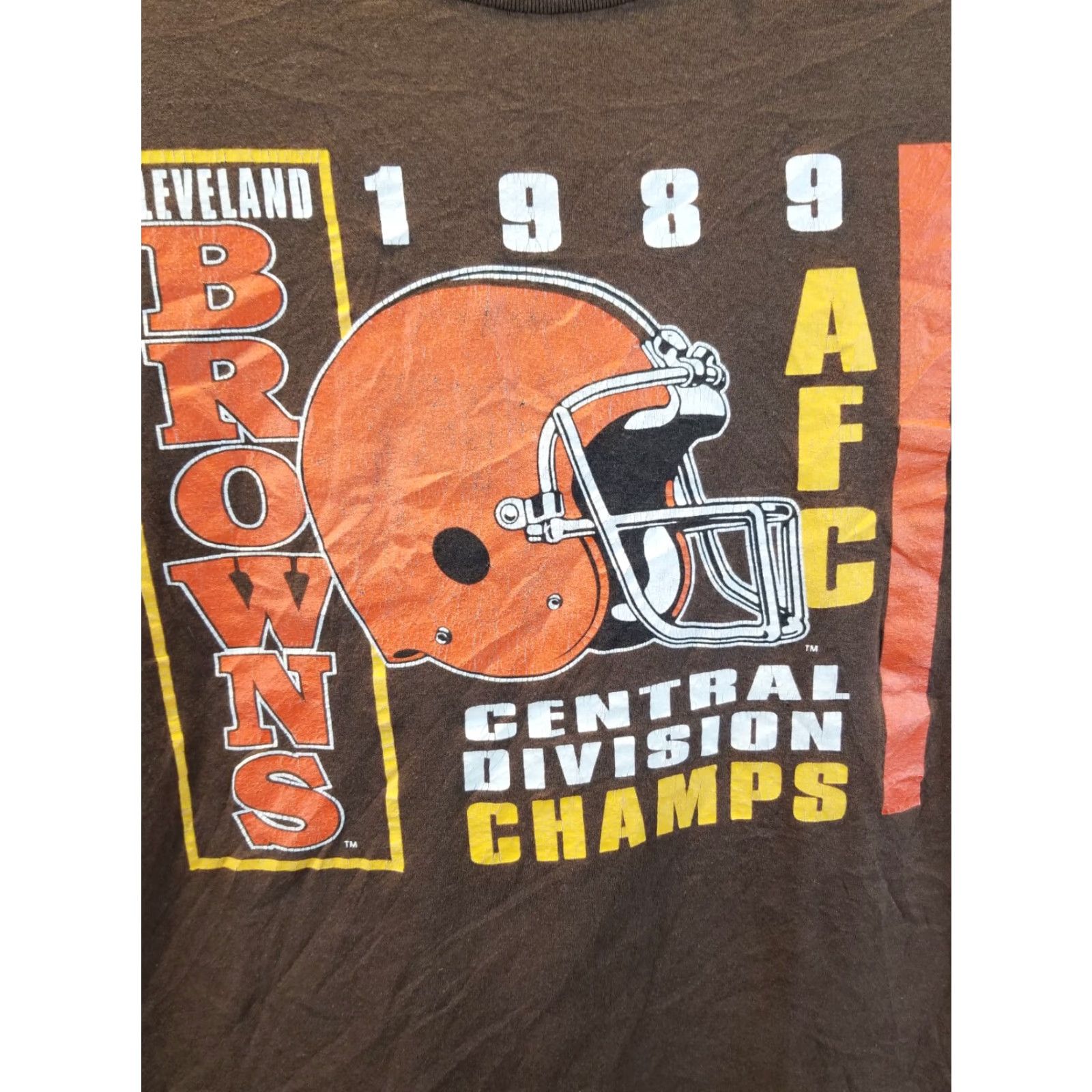 Vintage VINTAGE Cleveland Browns T-Shirt SZ L Brown Single Stitch 89' AFC Central Champs Mens Shirt Short Sleeve Cotton Jersey 20 Inch Chest Back 26 Inch Size US L / EU 52-54 / 3 - 2 Thumbnail