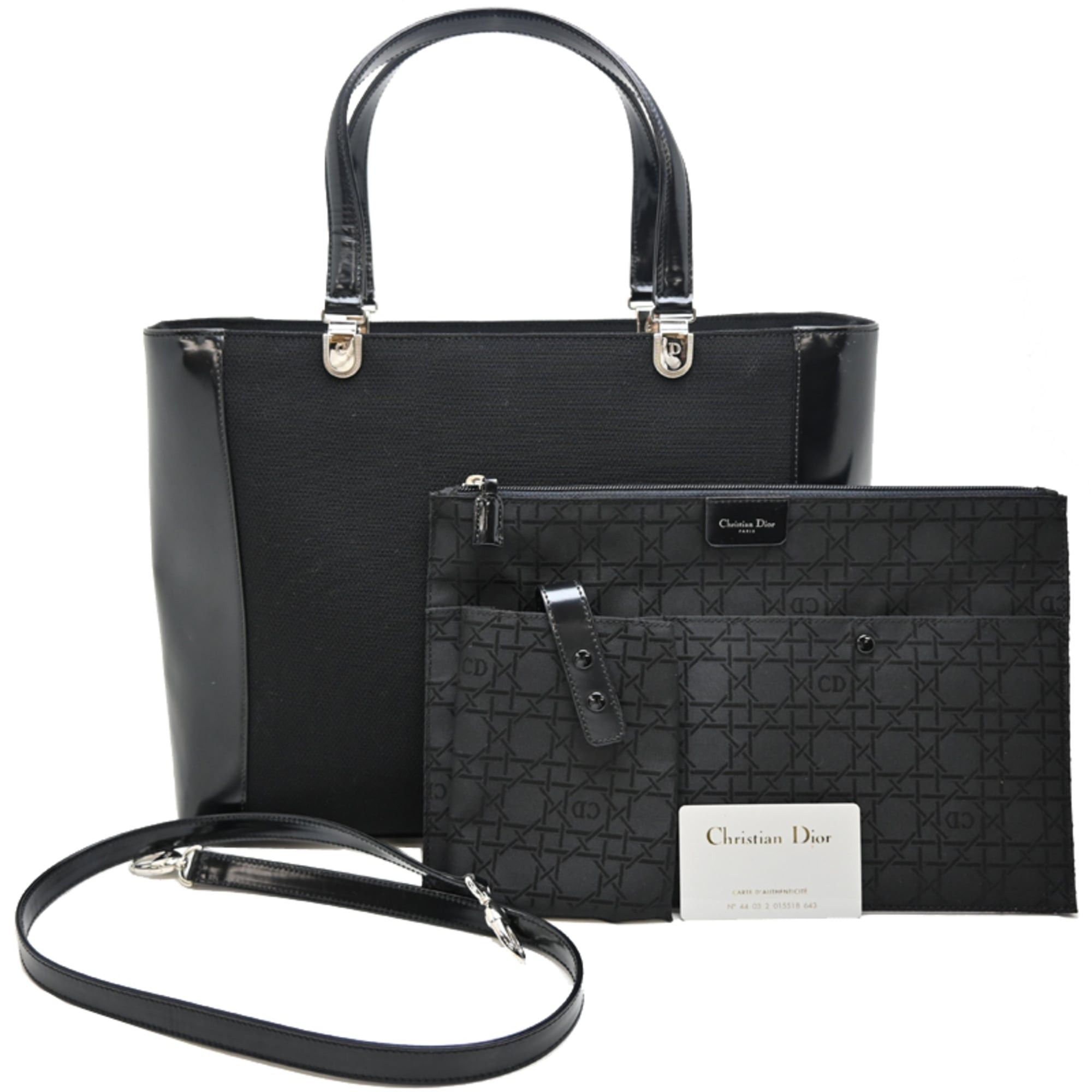 Dior Christian Dior 2-way Women's Tote Bag, Canvas, Black Size ONE SIZE - 1 Thumbnail