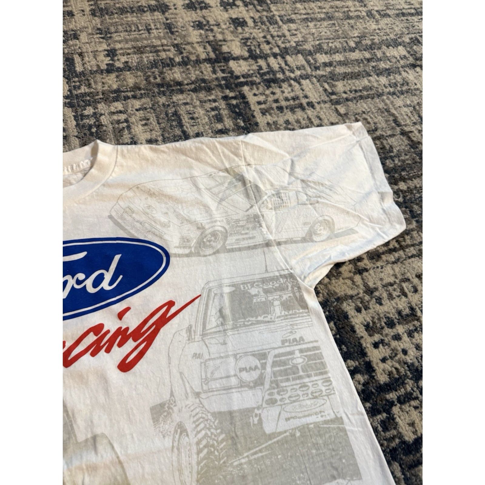 Ford VINTAGE Ford Racing Team All Over Print T Shirt XL White Cotton Men 90s Cars Sports Logo Double-Sided 1990s California Casuals Shirt Size US XL / EU 56 / 4 - 4 Thumbnail