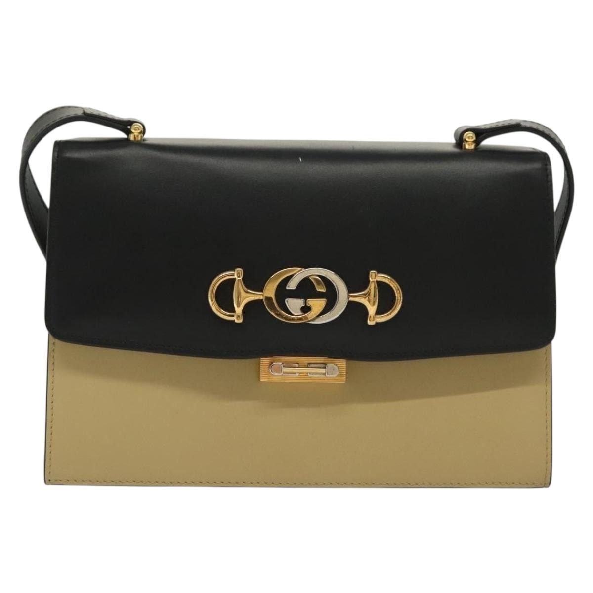 Gucci GUCCI Horsebit Zumi Shoulder Bag Leather Beige Gold Silver Size ONE SIZE - 2 Thumbnail