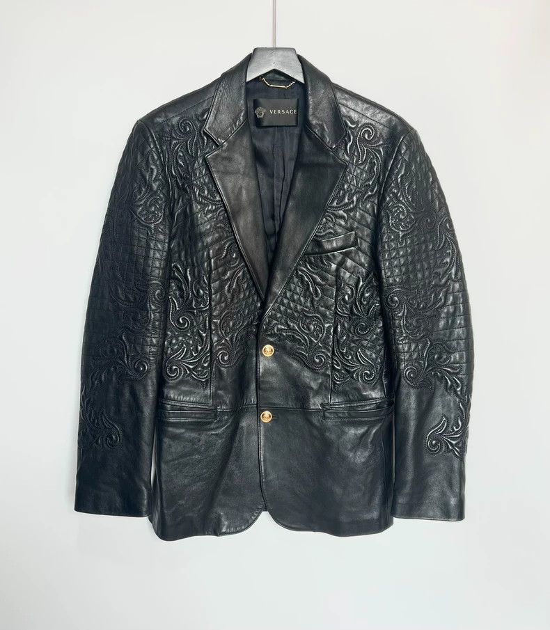 Versace Versace Baroque Embossed Leather Jacket - dmc Size US L / EU 52-54 / 3 - 1 Thumbnail