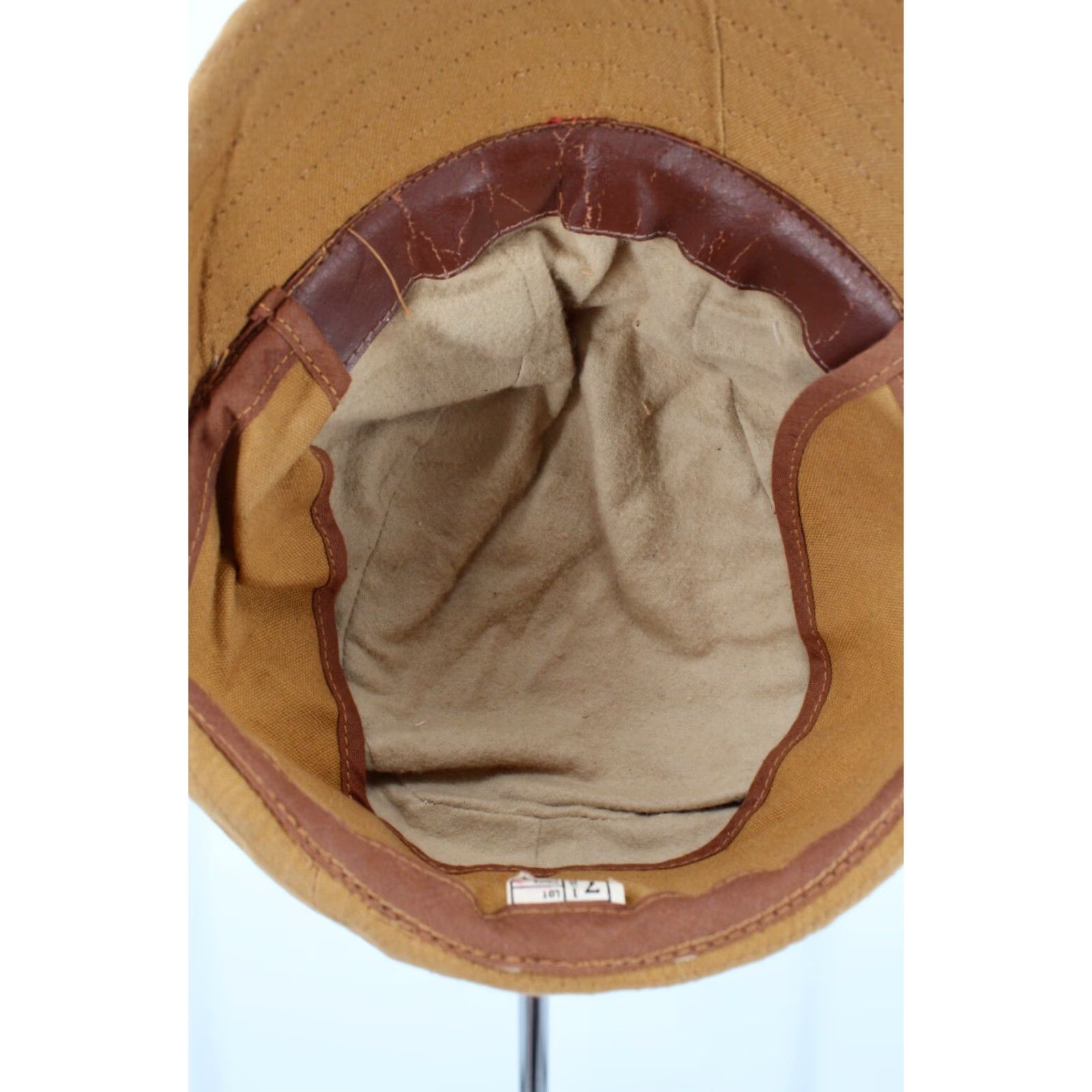 Vintage VTG 1930s Brown Duck Canvas Hunting Cap Sz 7 1/8 Hat 30s Cap Mens Brown Duck Canvas 1930s Hat Size 7 1/8 Mens Size ONE SIZE - 5 Thumbnail