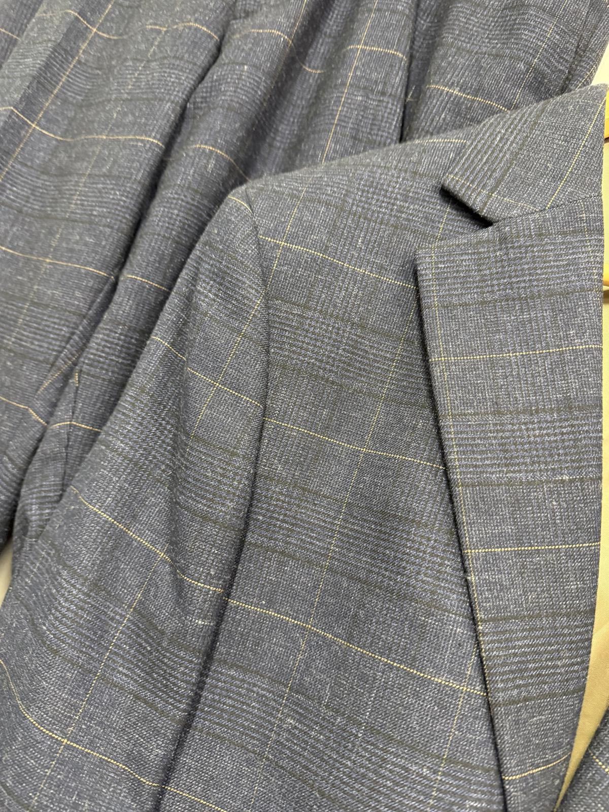 Moss Moss Tailored Fit Men's Suit in Blue Check Pattern, Size 34L Size 34R - 4 Thumbnail